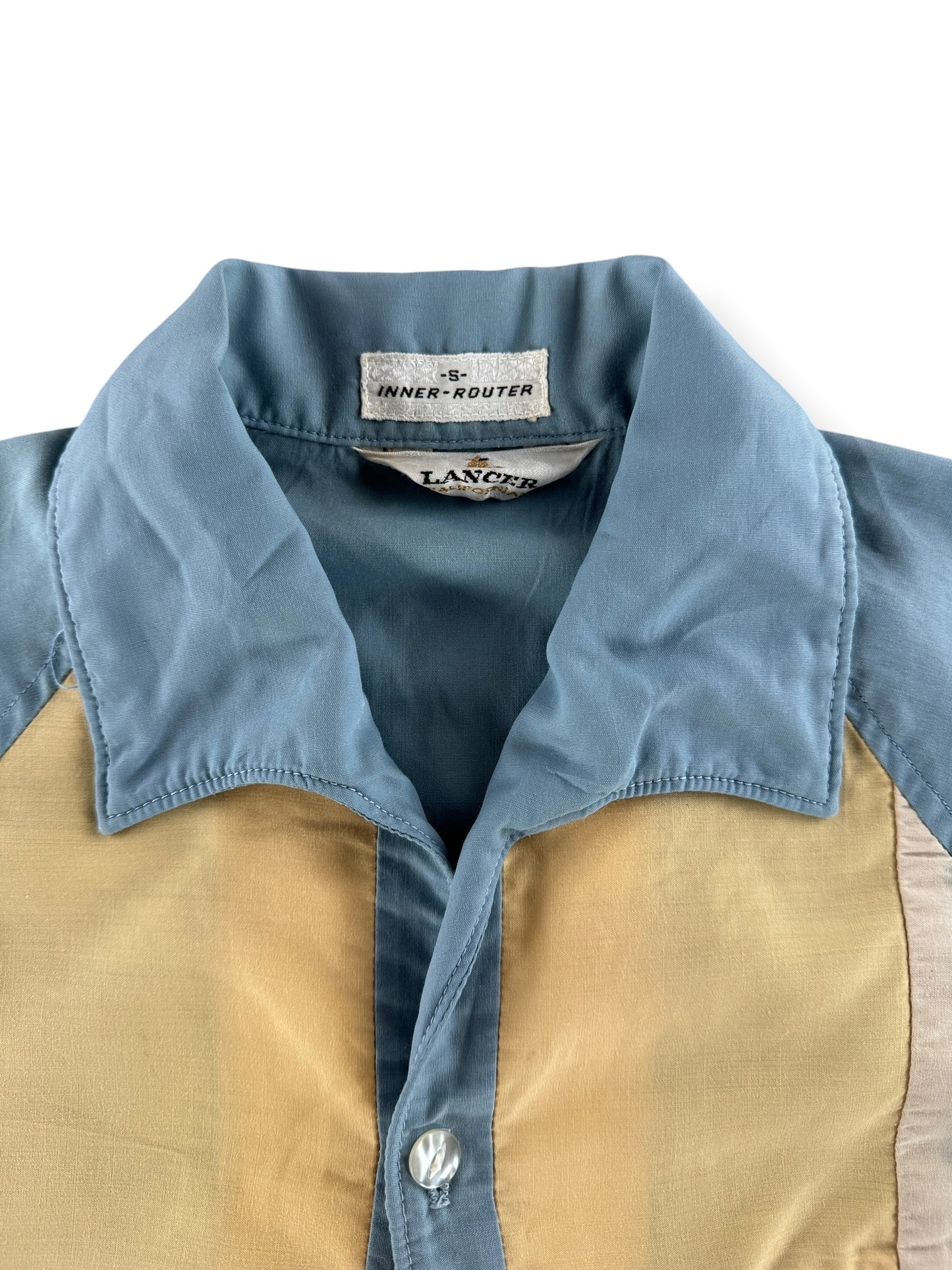 Tag on Vintage Lancer Inner Router Button Up Shirt SZ S - AS IS