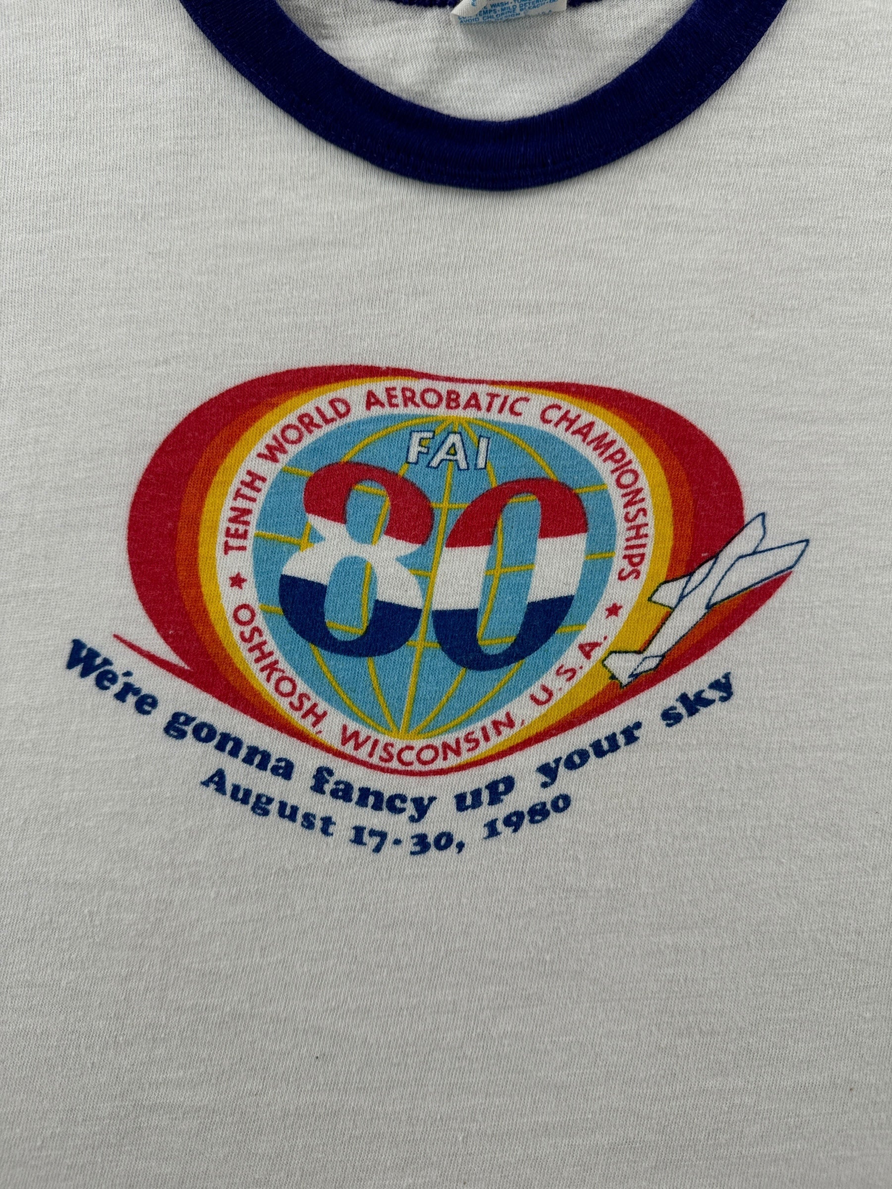 Graphic of Vintage 1980 Kids Aerobatic Ringer Tee SZ XS