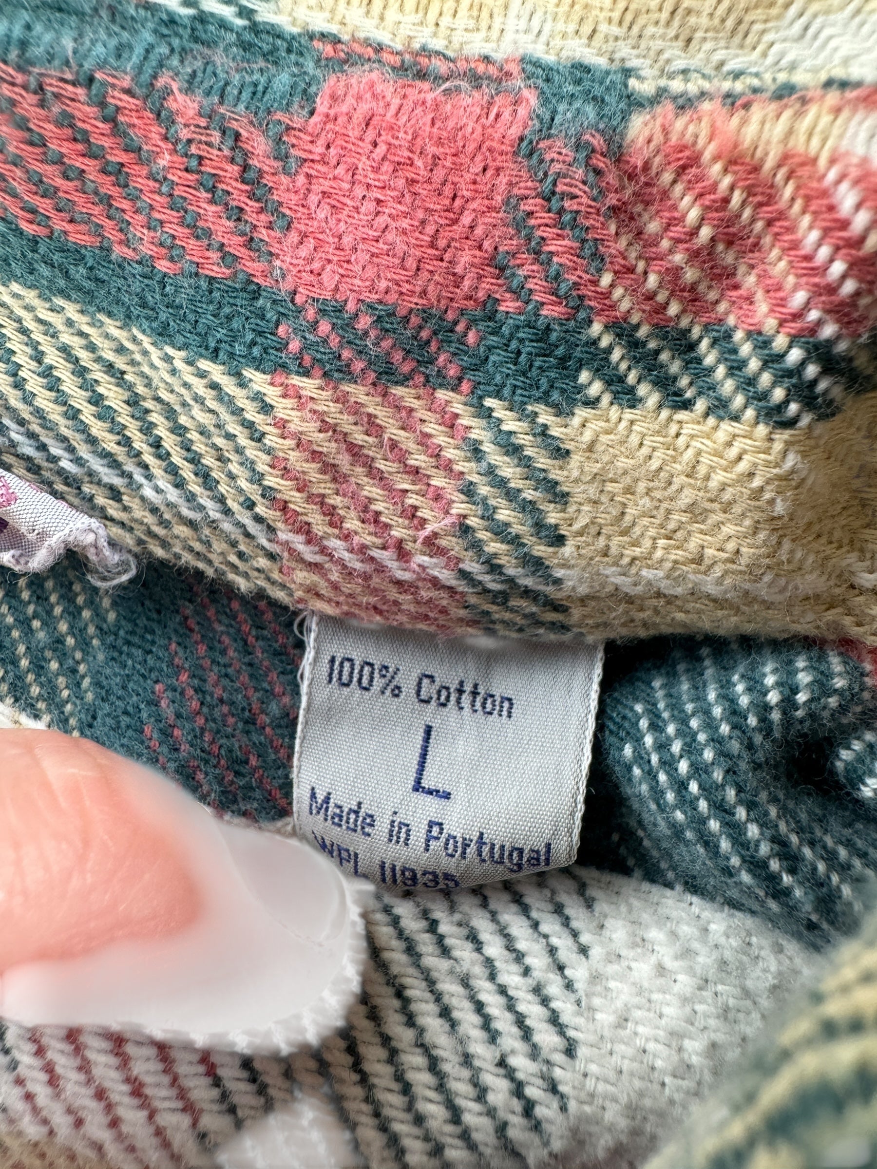 Tag on Vintage 80s Big Mac Green & Salmon Cotton Flannel SZ L