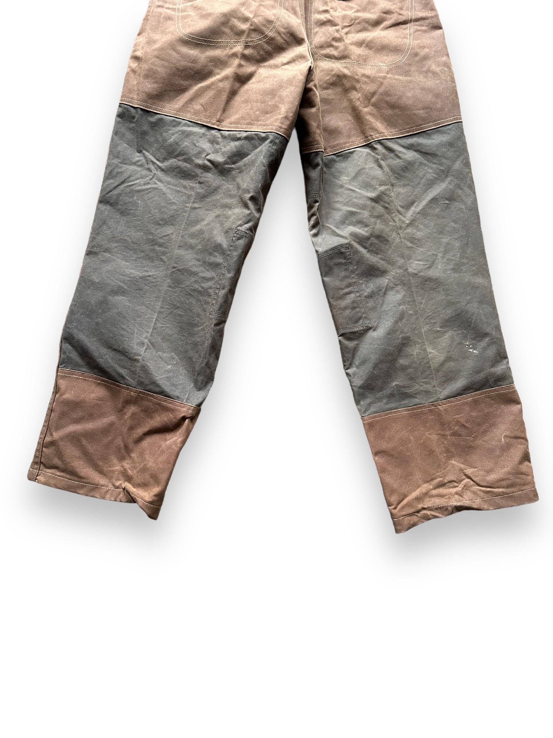 Lower Rear View of Vintage Filson Tin Cloth Double Hunting Pants W34 |  Barn Owl Vintage Goods | Filson Bargain Outlet Seattle