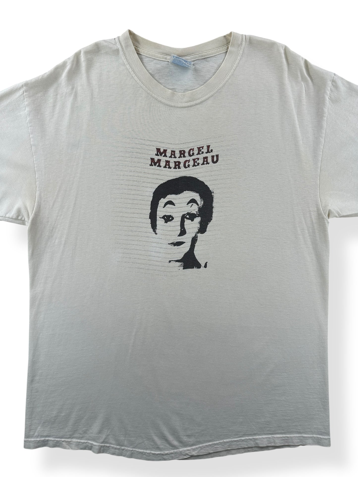 Front Close Up of Vintage Marcel Marceau Mime Tee SZ L