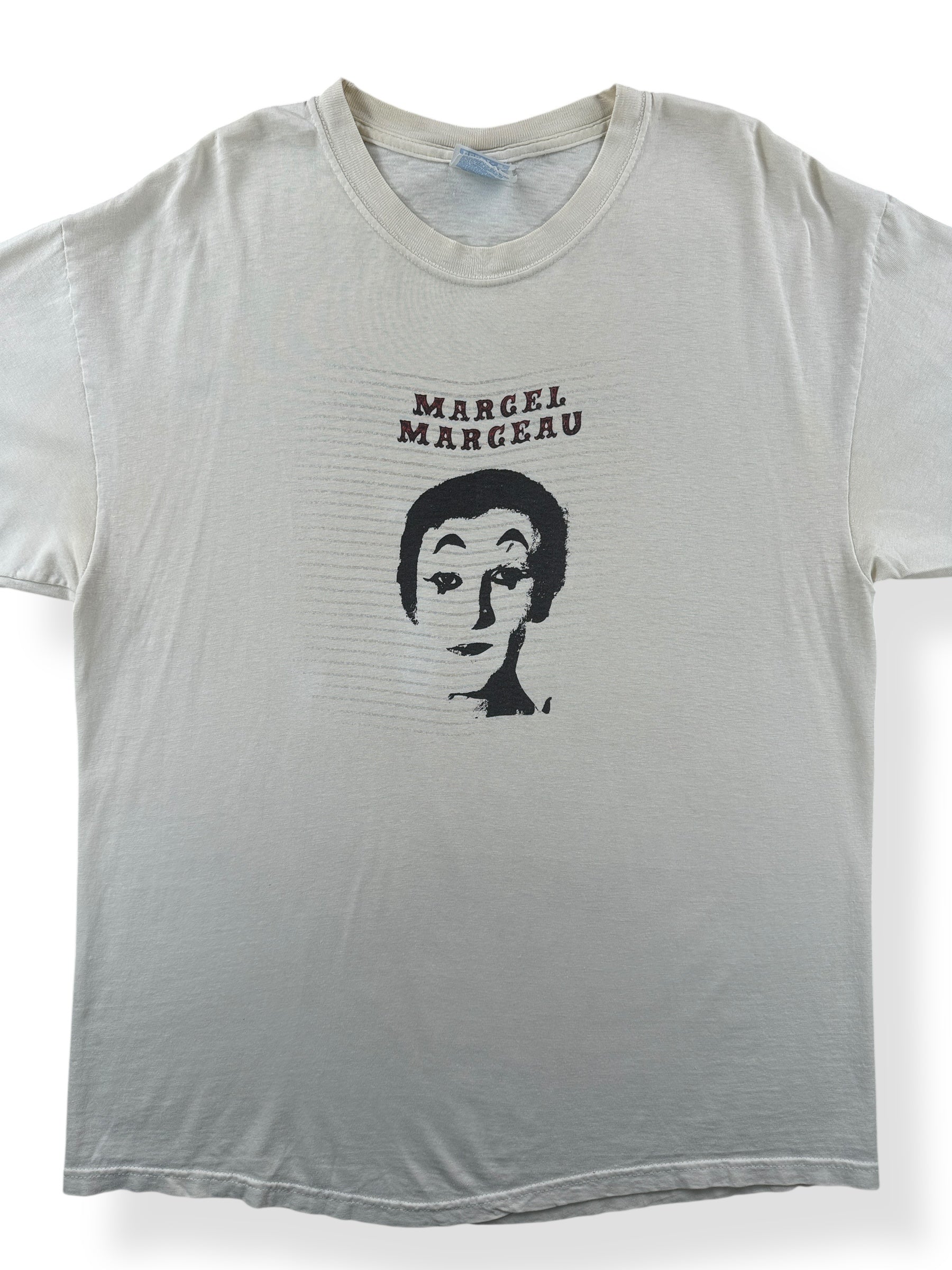 Front Close Up of Vintage Marcel Marceau Mime Tee SZ L