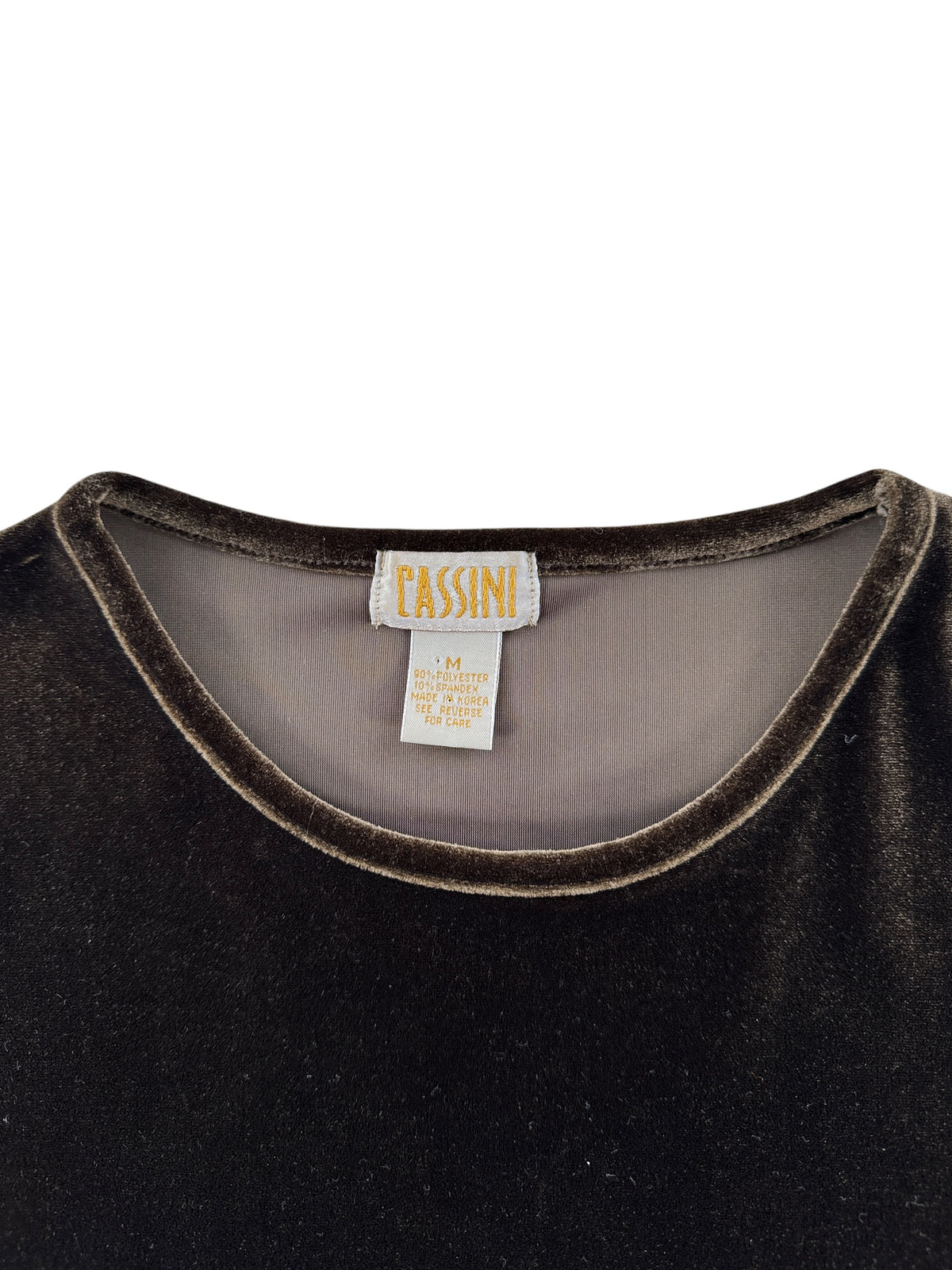 Collar on Vintage 90s Brown Velvet Short Sleeve Shirt SZ M