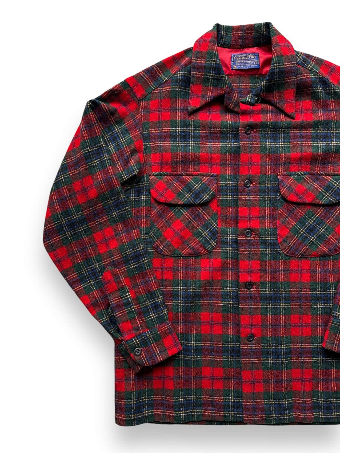 front right of Vintage Pendleton Red Tartan Board Shirt SZ S