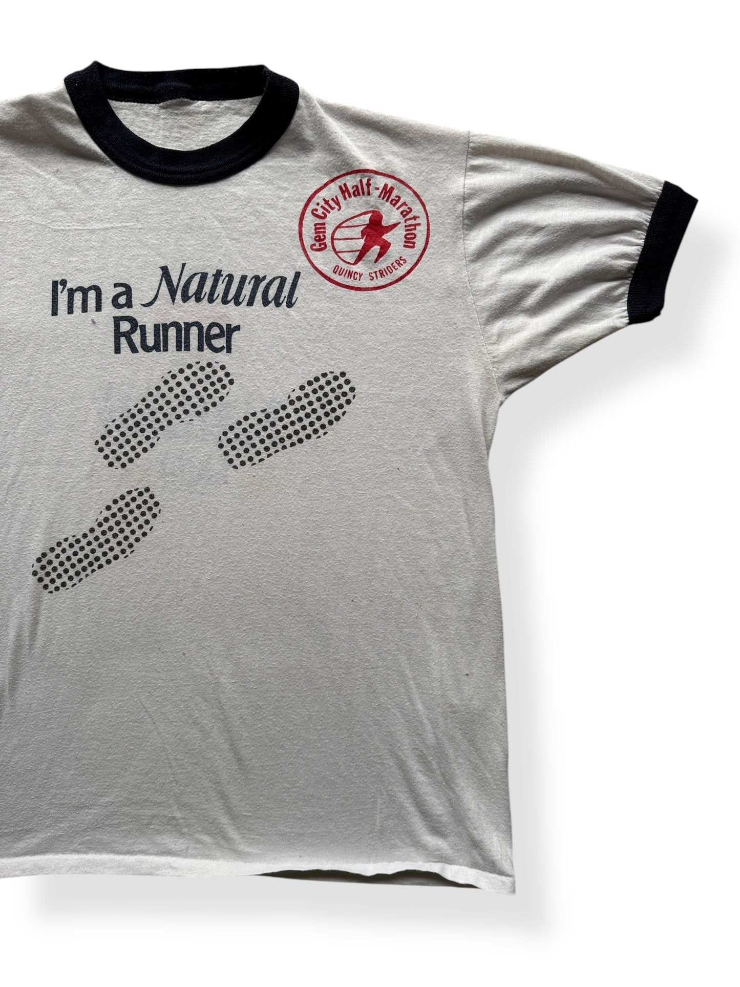 Front Left of Vintage I'm A Runner Ringer Tee SZ M