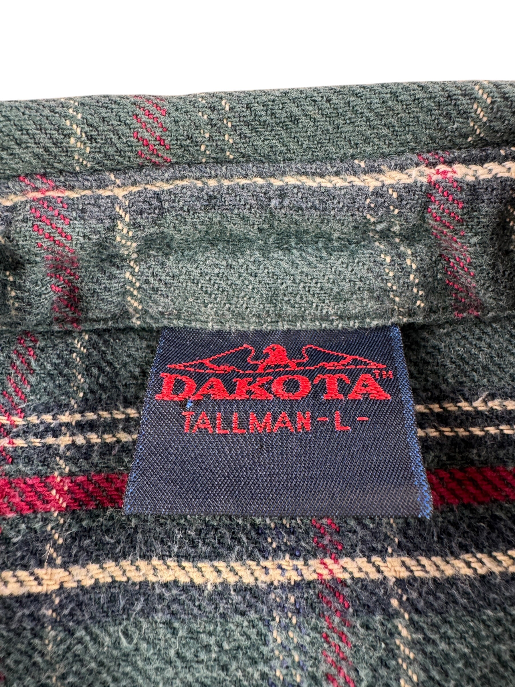 Tag on Vintage Dakota Woven Cotton Flannel SZ L