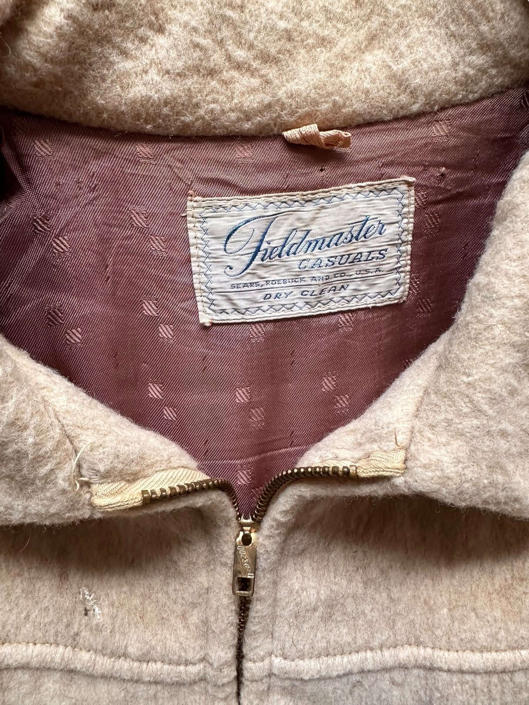 Tag View of Vintage Fieldmaster Wool Jacket SZ L | Vintage Wool Jacket Seattle  | Seattle Vintage Clothing