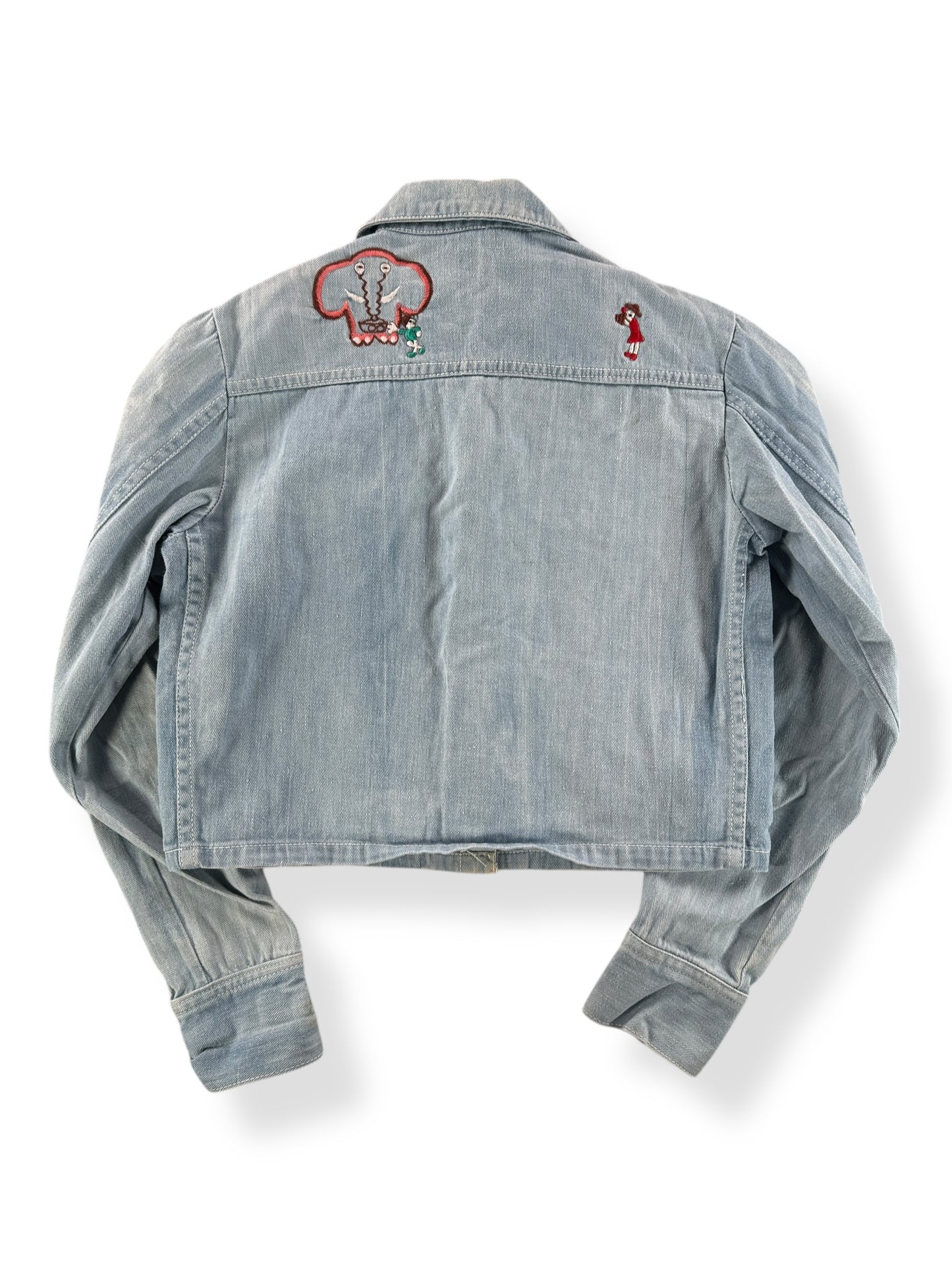 Back of Vintage Denim Petite Trucker w/ Embroidery SZ XS
