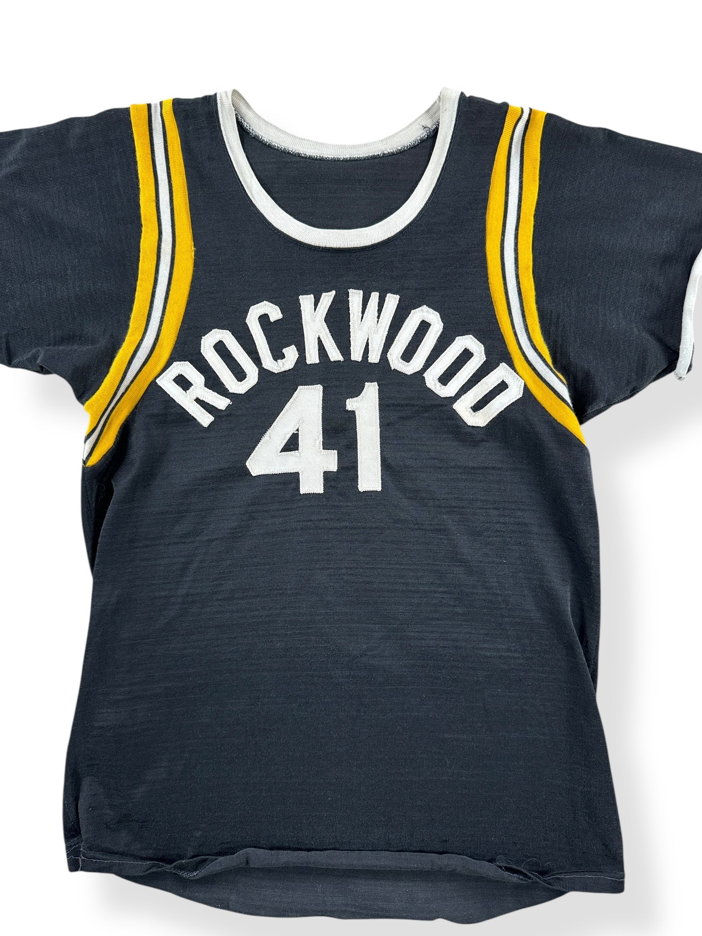 Front Close Up of Vintage Rockwood 41 Durene Jersey SZ S
