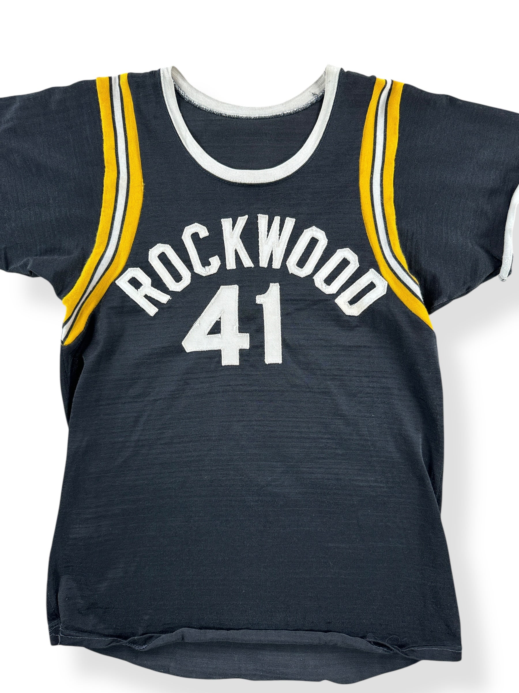 Front Close Up of Vintage Rockwood 41 Durene Jersey SZ S