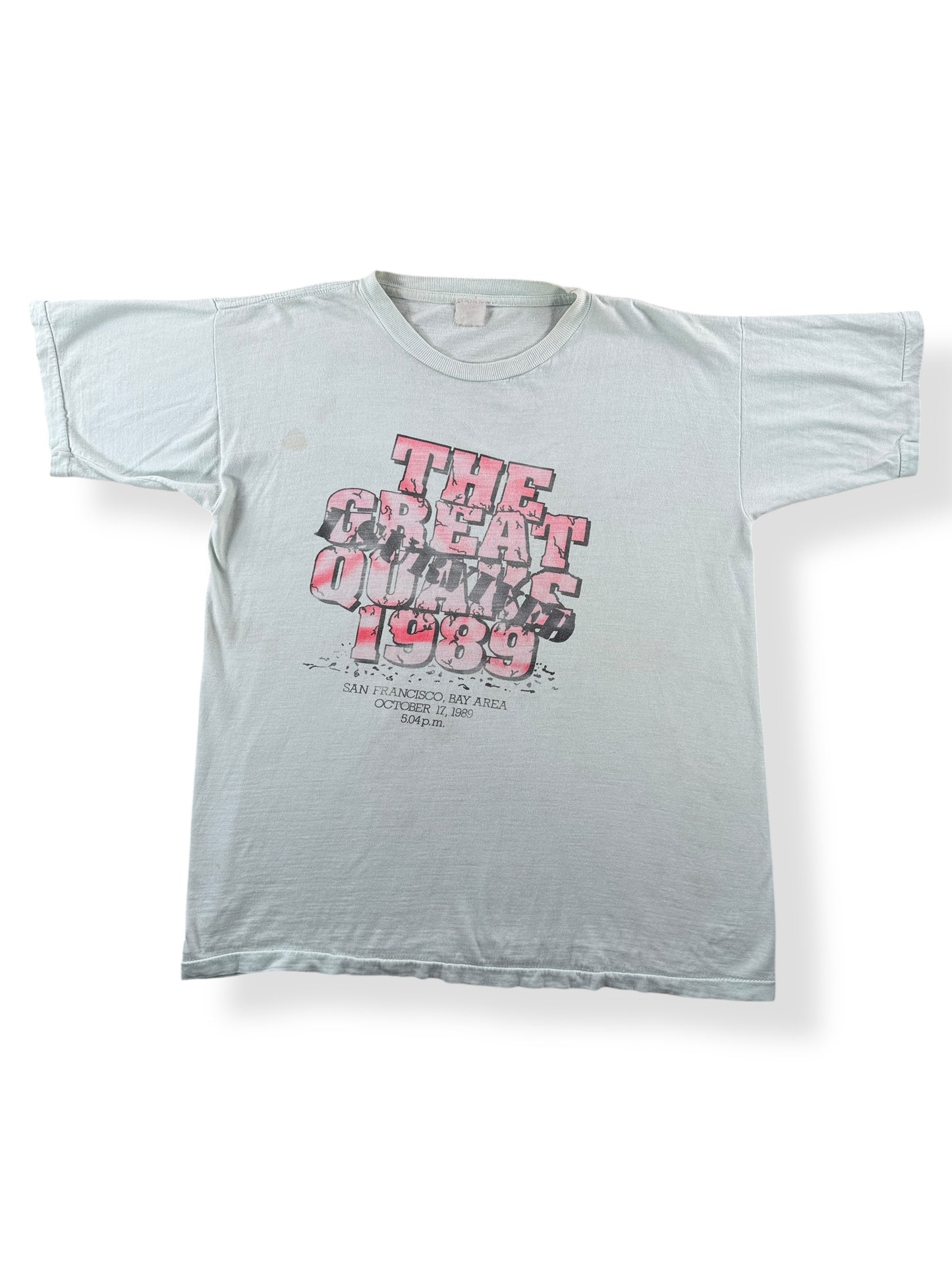 Front of Vintage 1989 Great Quake SF Fader Tee SZ L