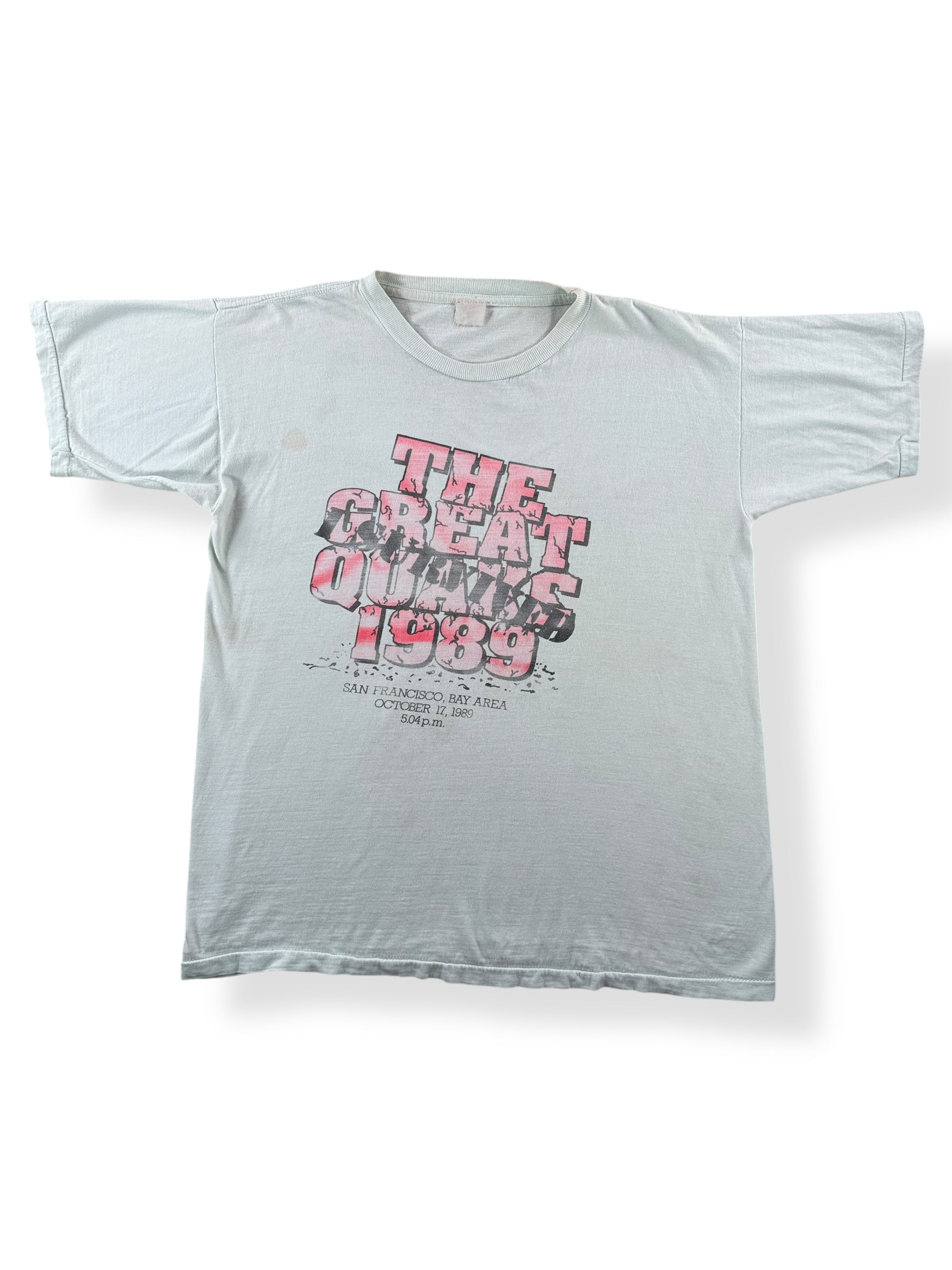 Front of Vintage 1989 Great Quake SF Fader Tee SZ L