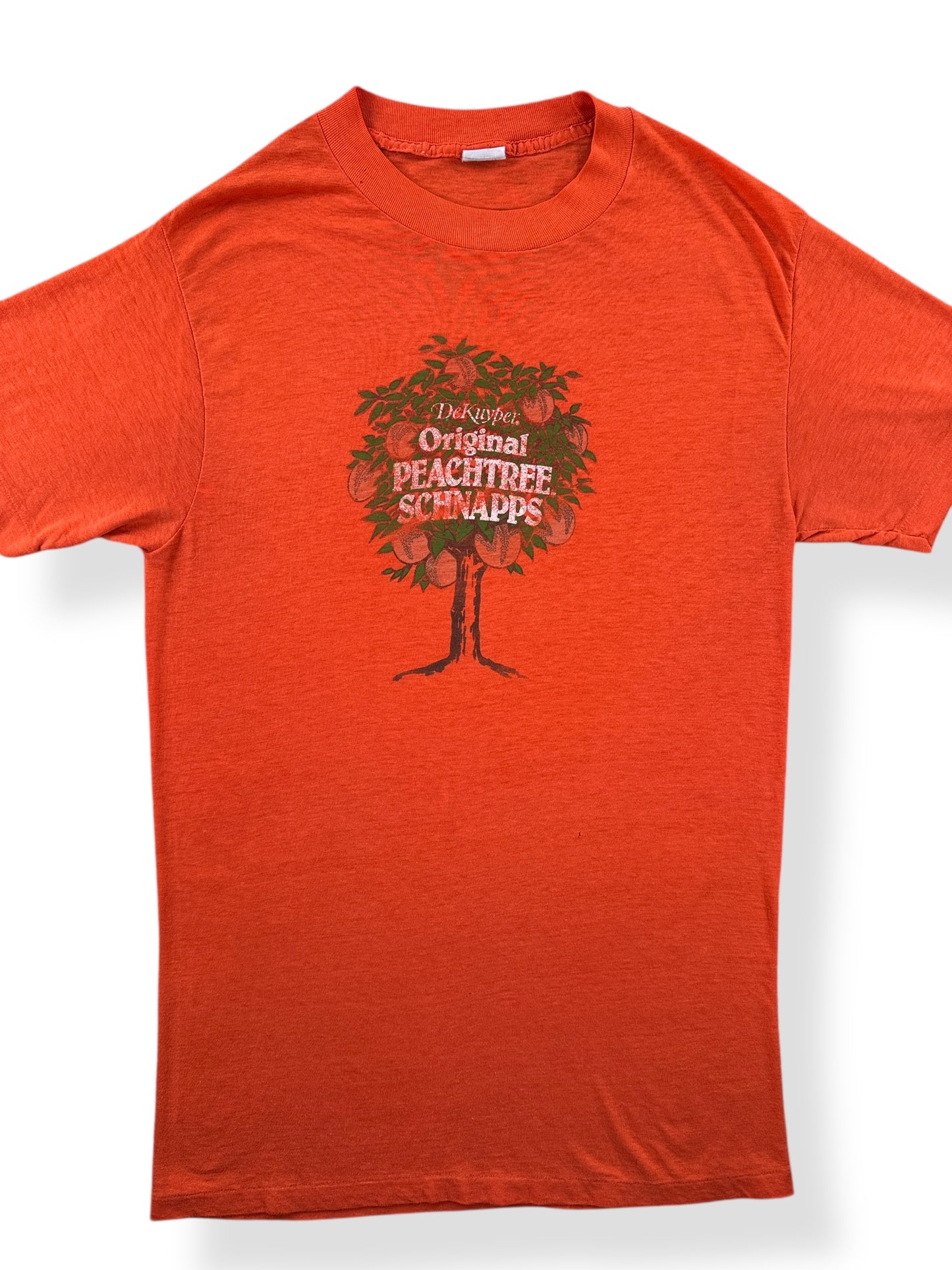 Front Close Up of Vintage Peach Tree Schnapps Tee SZ L (Fits S)