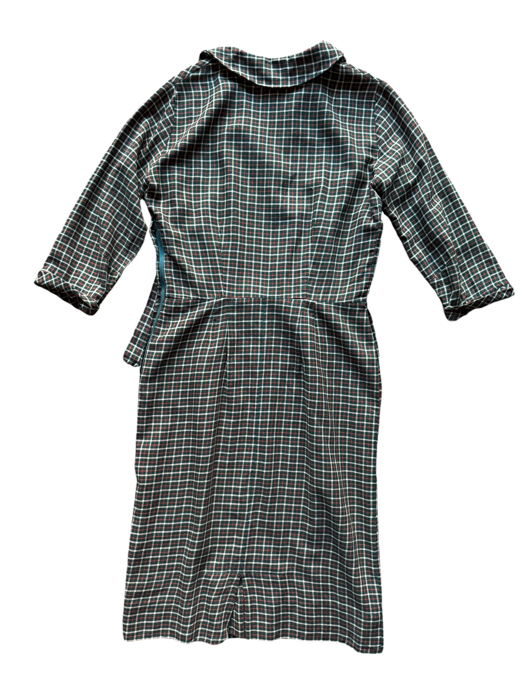 Back view of 1940s Plaid Viyella Wool Dress S-M