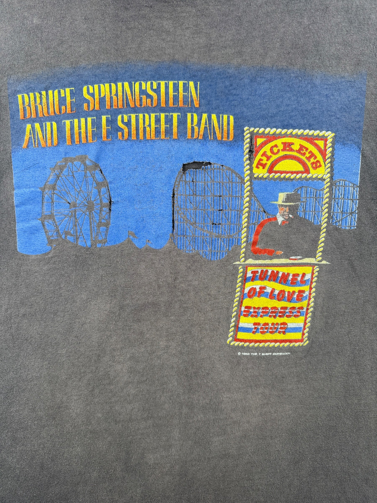 Front graphic on Vintage Bruce Springsteen Tunnel Of Love Tour Tee SZ L (Fits M)