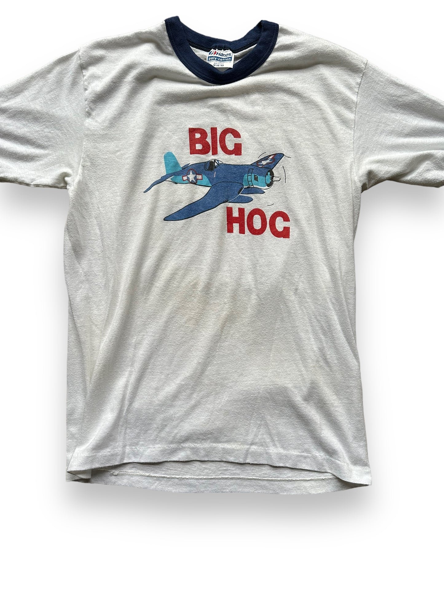 Front Detail on Vintage Pratt & Whitney Big Hog Tee SZ M | Vintage Aviation Tees Seattle | Barn Owl Vintage Tees Seattle