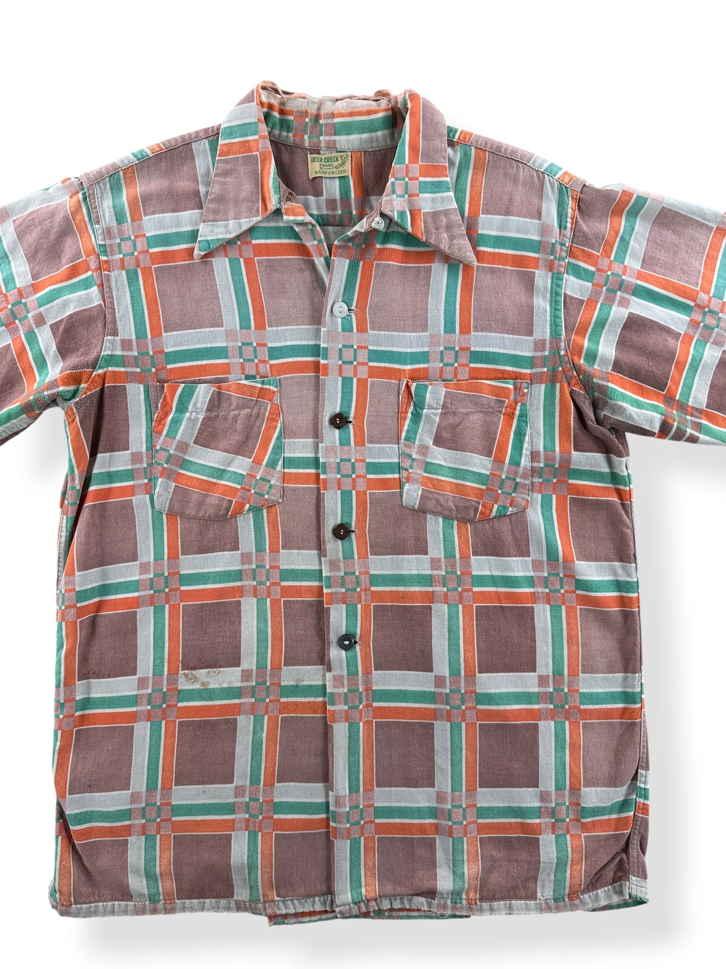 Front Close Up of Vintage 1940s Deer Creek Cotton Flannel SZ M