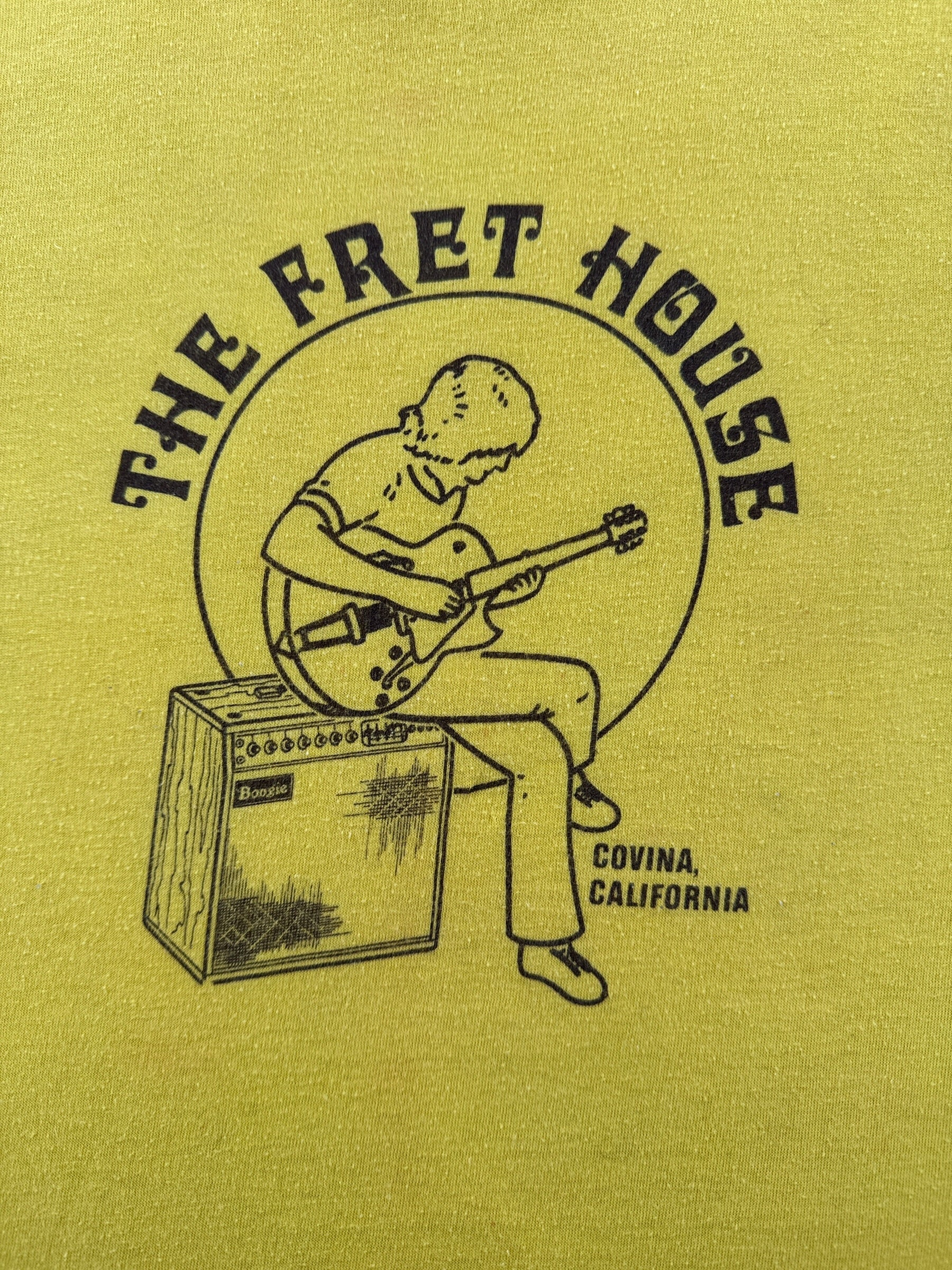 Graphic of Vintage Fret House Guitar Shop Tee SZ S (Fits XS)