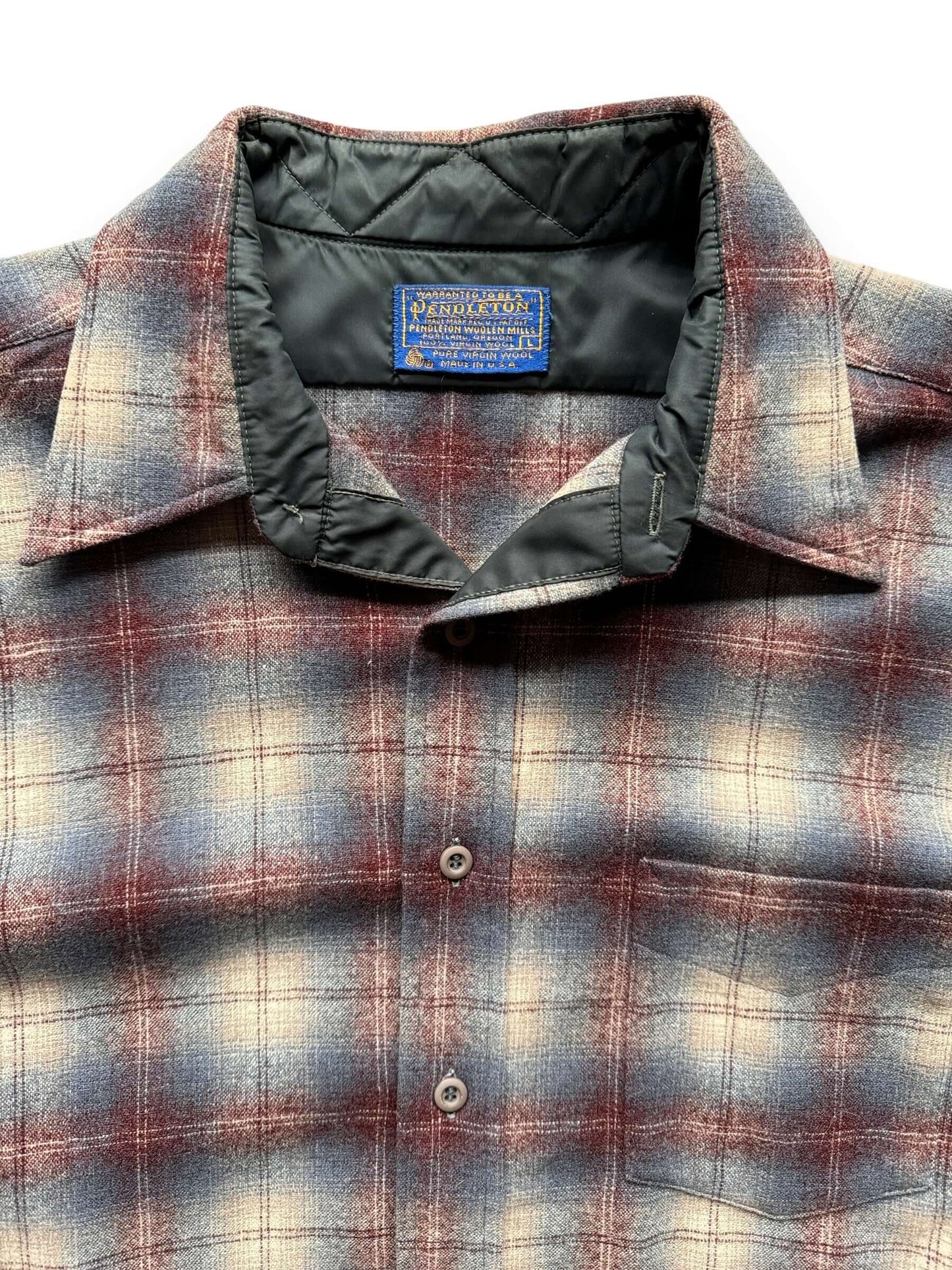 collar of Vintage Pendleton Shortsleeve Flannel SZ L