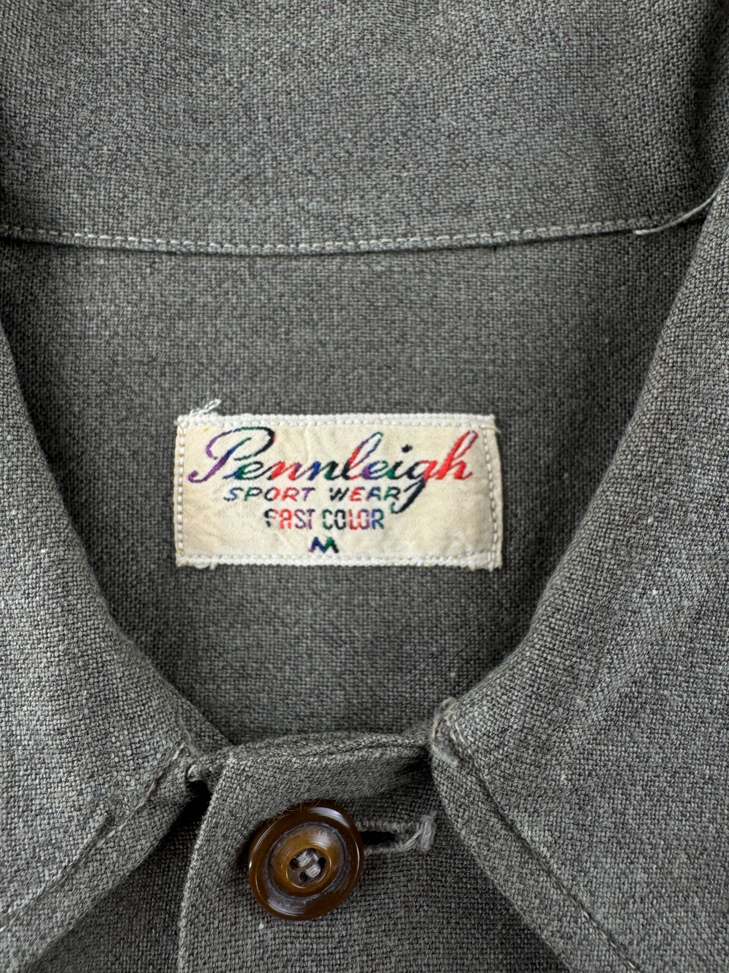 Tag on Vintage 1950s Pennleigh Button Up Shirt SZ M