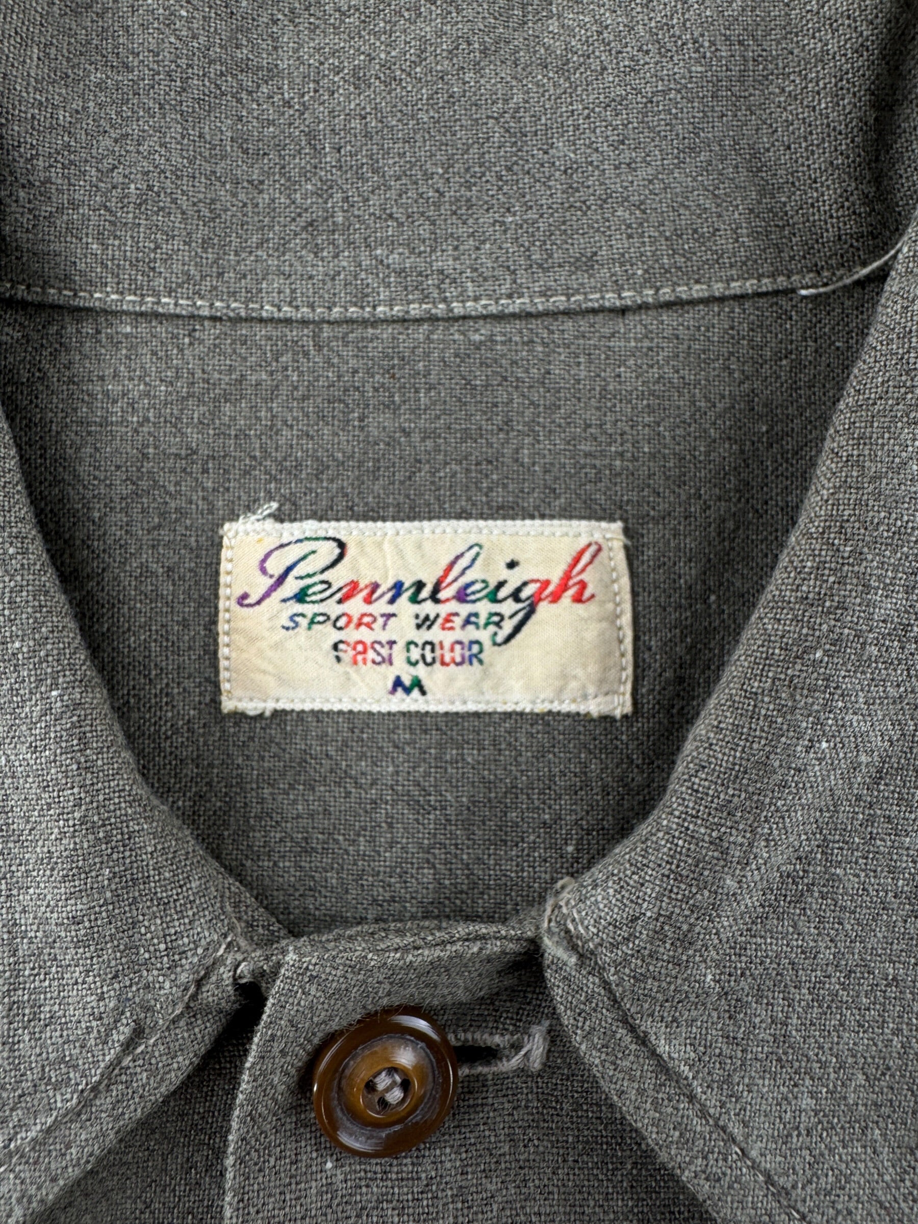 Tag on Vintage 1950s Pennleigh Button Up Shirt SZ M