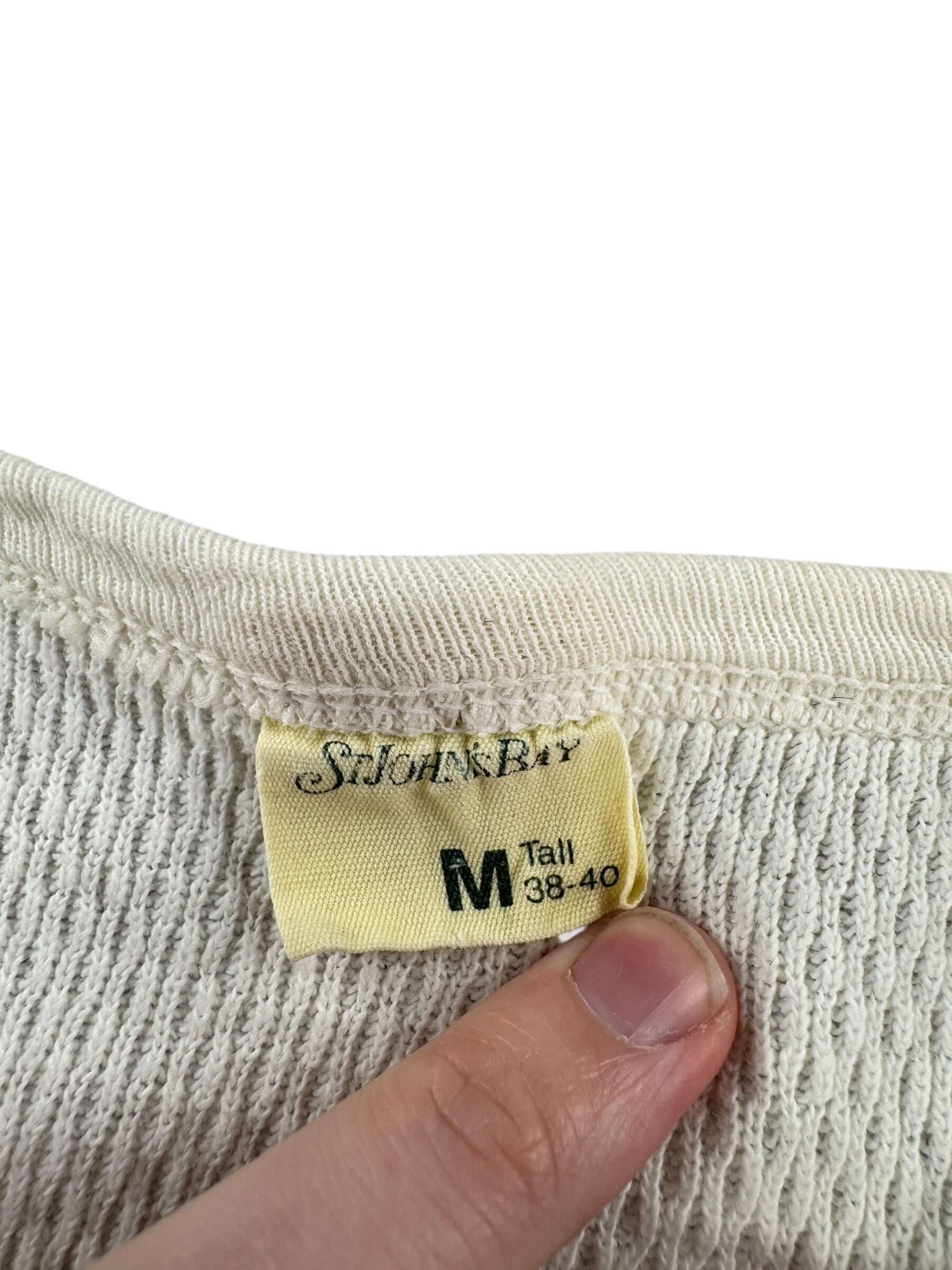 Tag on Vintage St Johns Bay 100% Cotton Waffle Shirt SZ M Tall