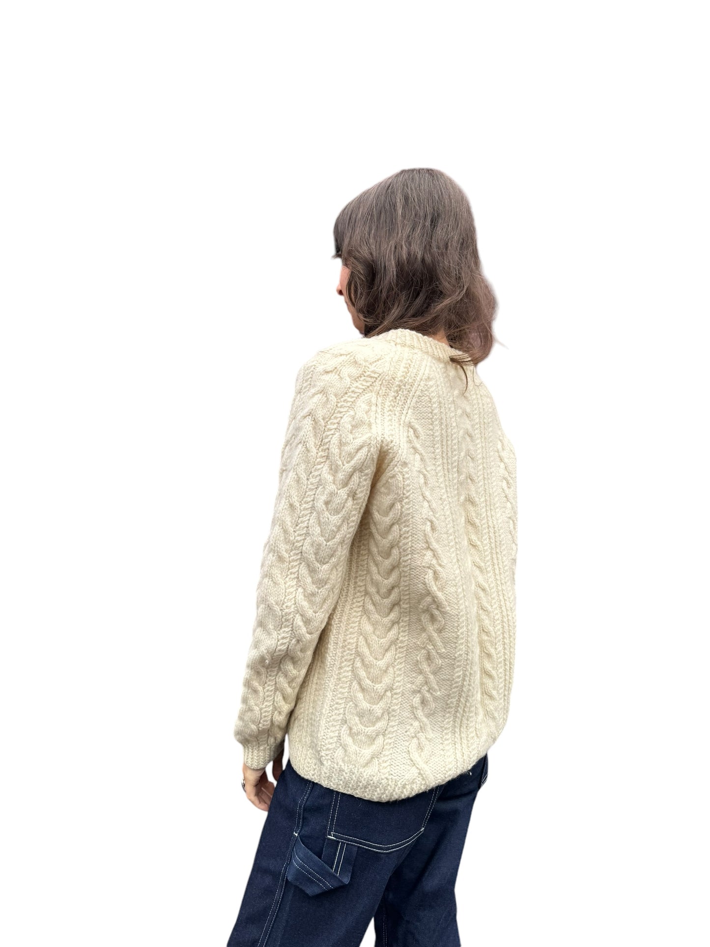 1960s Handknit Wool Sweater M