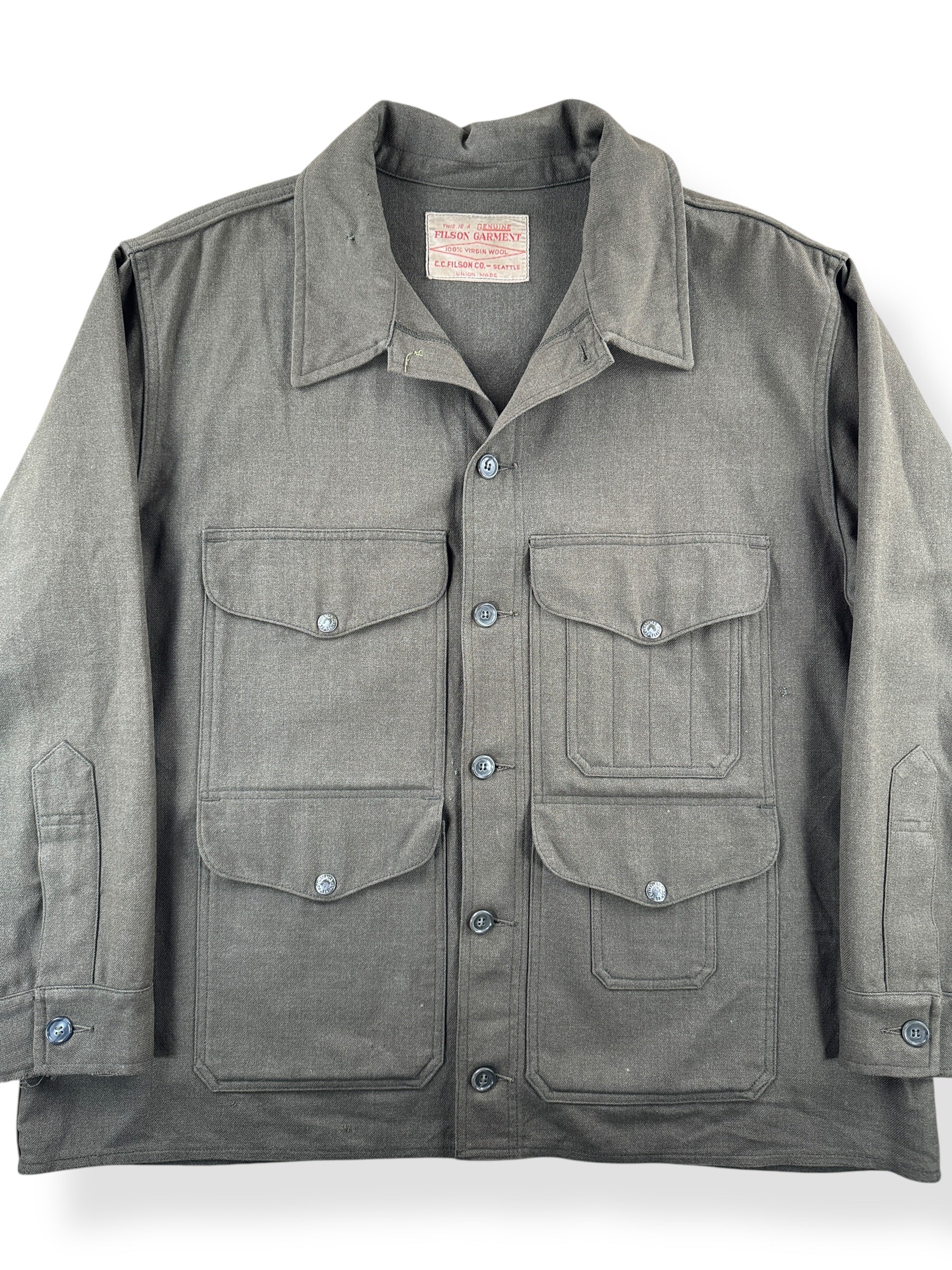 Front Close Up of Vintage Filson Forestry Cloth Cruiser SZ XXL