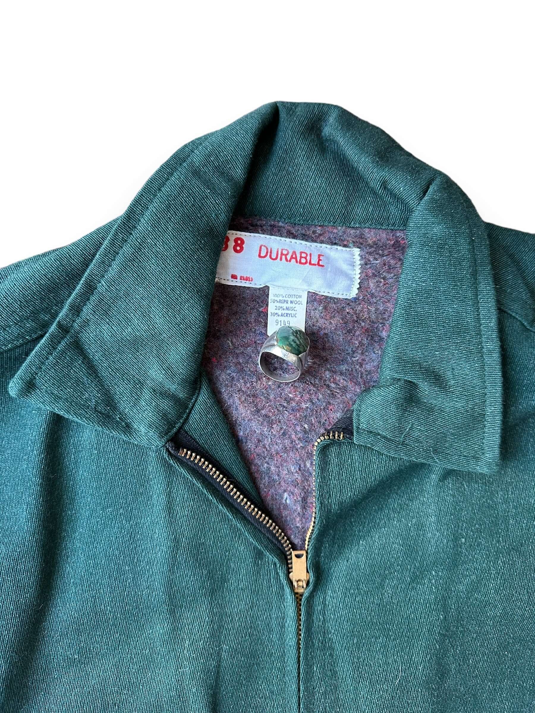 collar on Vintage Blanket Lined Work Jacket SZ 38