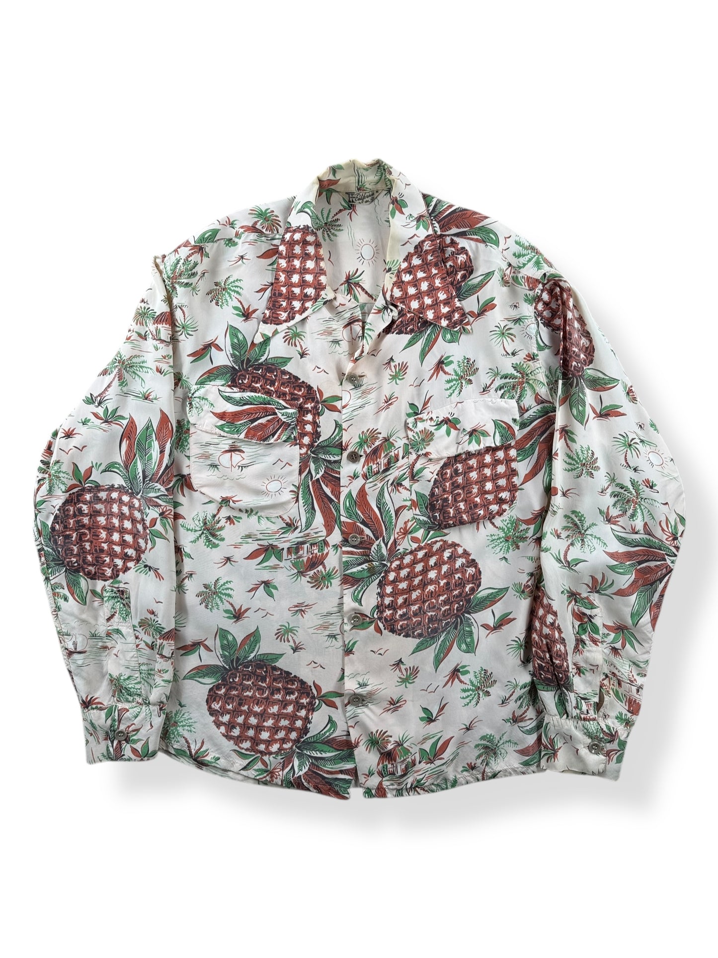 Front of Vintage Made in California Long Sleeve Aloha Shirt SZ M