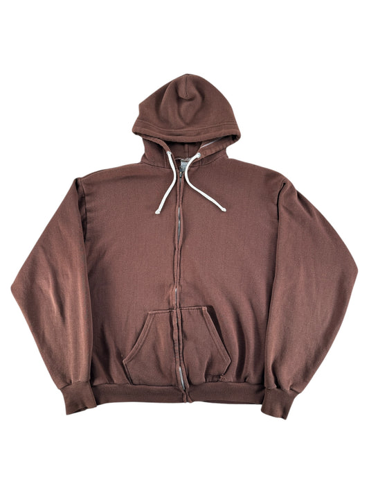 Front of Vintage Brown Zip Up Hoodie SZ L