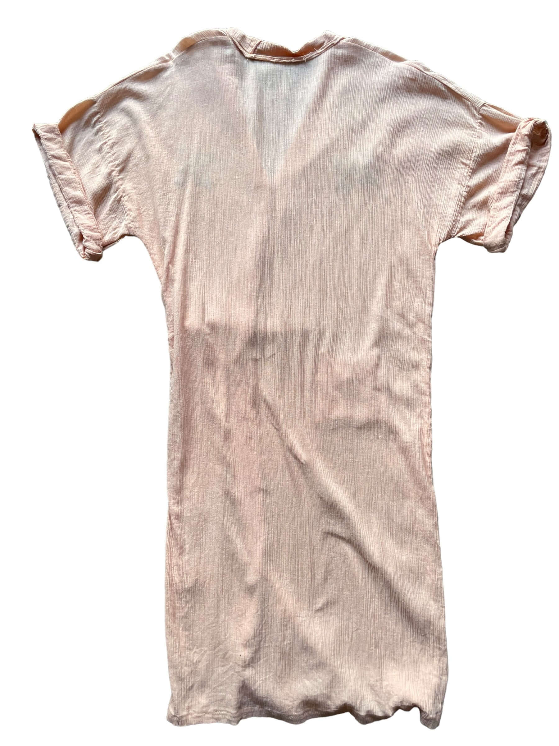 Back of 1930s-40s Pale Pink Crepe Rayon Embroidered Robe L