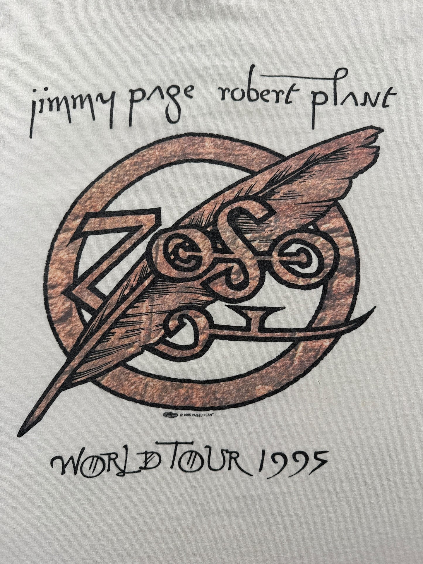Vintage 1995 Winterland Robert Plant Jimmy Page World Tour Tee SZ XL