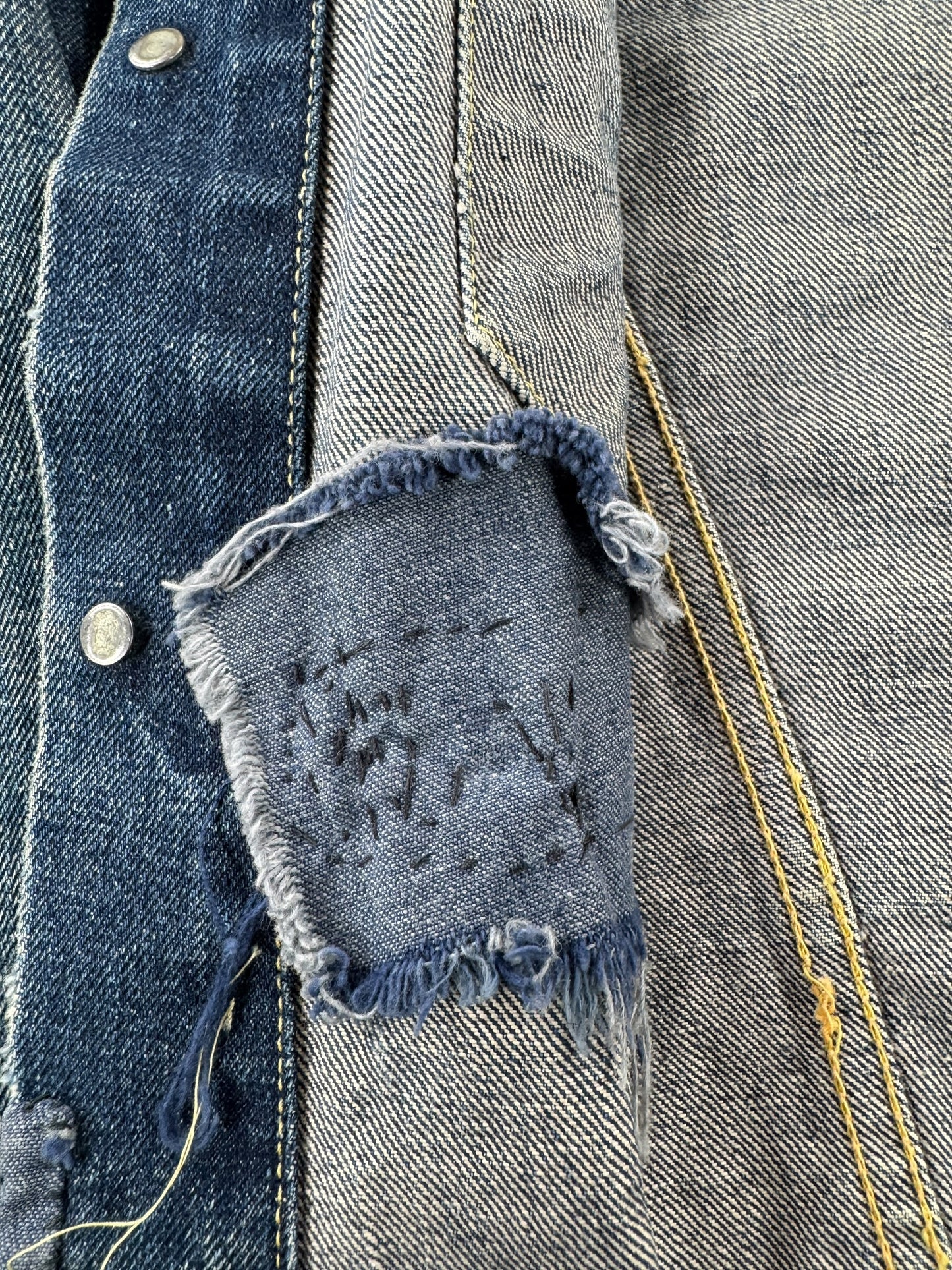 Repair on Vintage 1960s Era Levis Big E 557 Trucker Jacket SZ 40