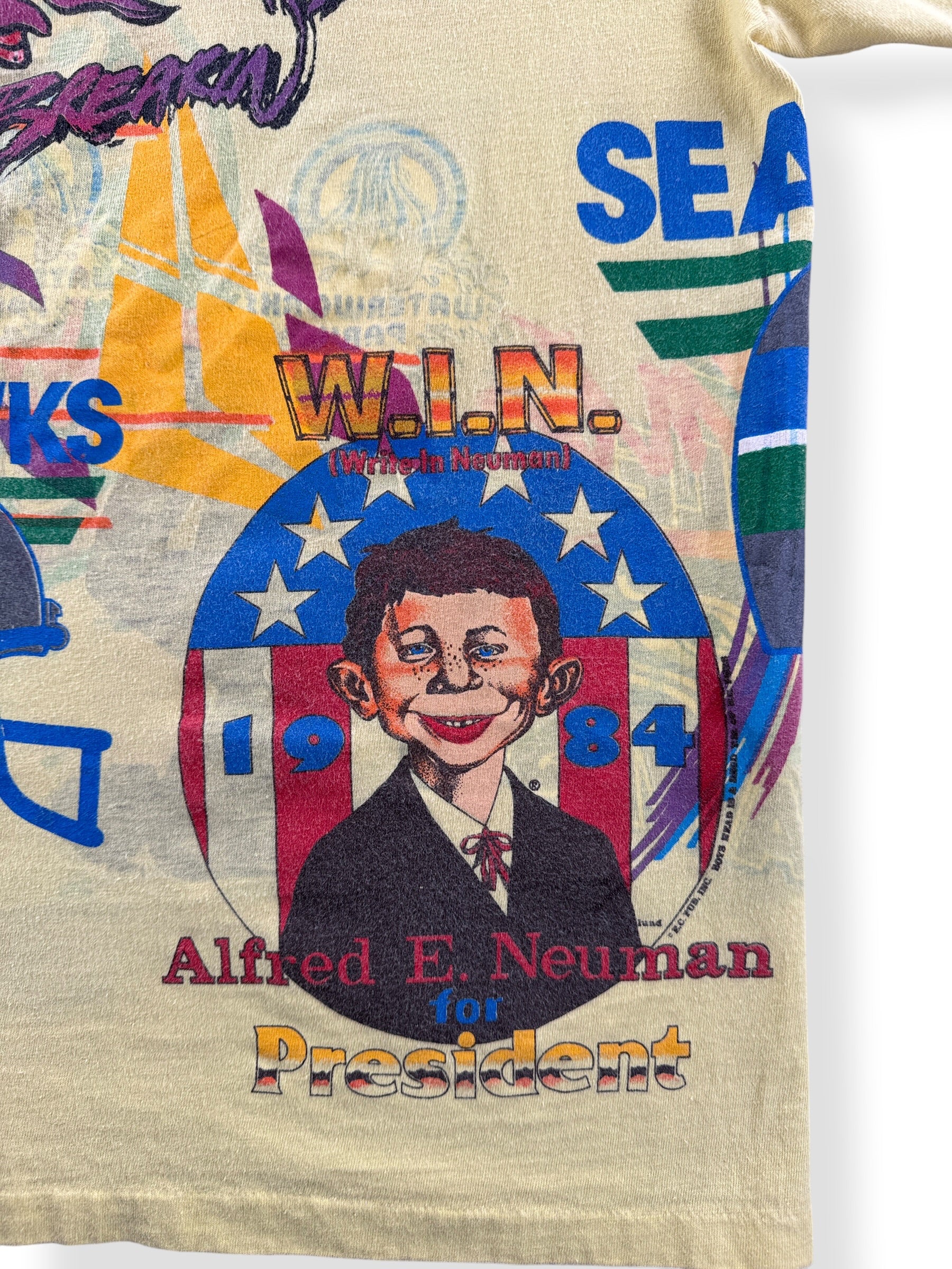 Graphic on back of Vintage 1990s Washington Test Print Tee SZ M
