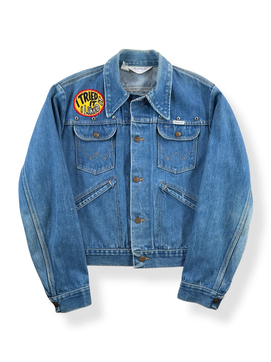 Front of Vintage 70s Wrangler Studded Denim Jacket SZ M
