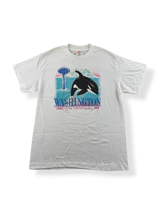 Front of Vintage NOS Seattle Orca Puff Print Tee SZ L