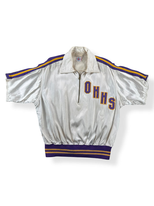 Front of Vintage Satin OHHS WIldcats Warm Up Top SZ L