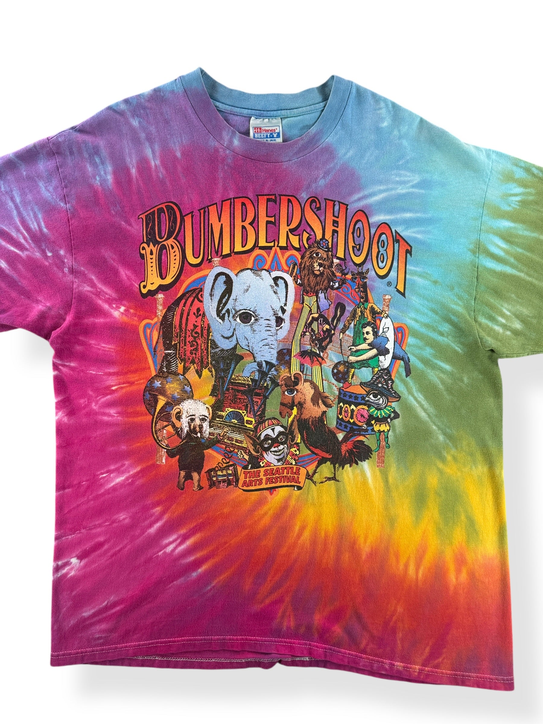 Front Close Up of Vintage 1998 Bumbershoot Tee SZ XL
