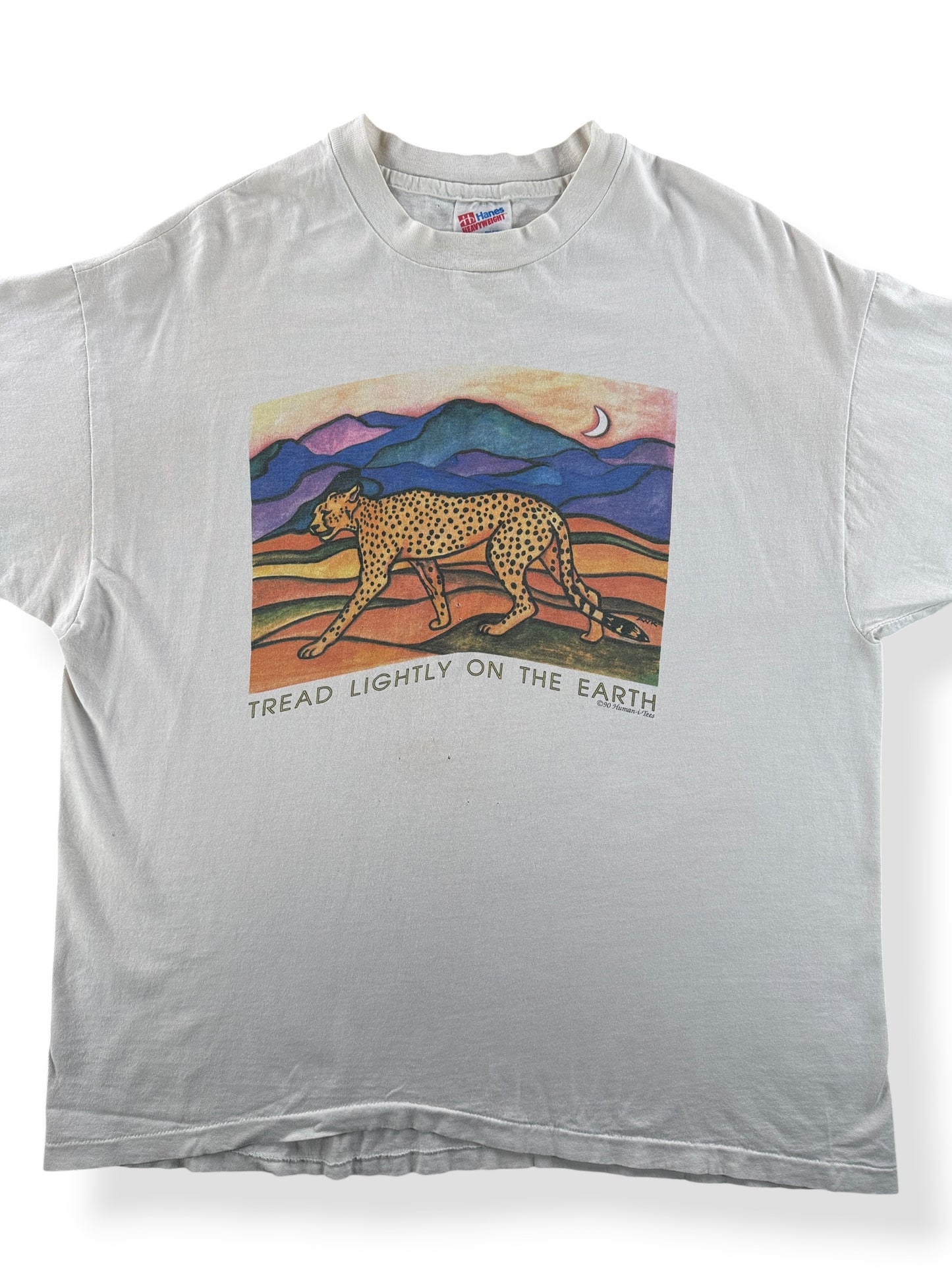 Front Close Up of Vintage Tread Lightly on the Earth Tee SZ XL