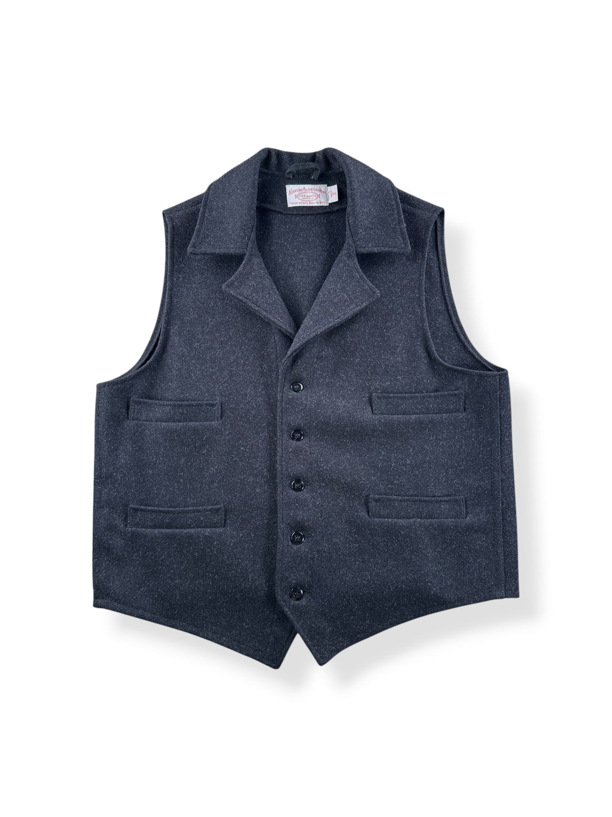 Front of Filson Charcoal Grey Mackinaw Wool Western Vest SZ XL