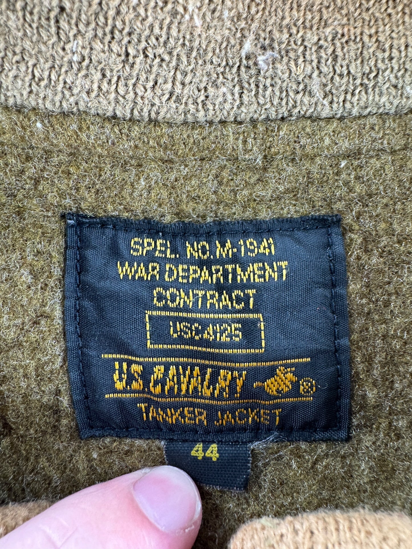 Label on Vintage Repro Tanker Jacket SZ 44