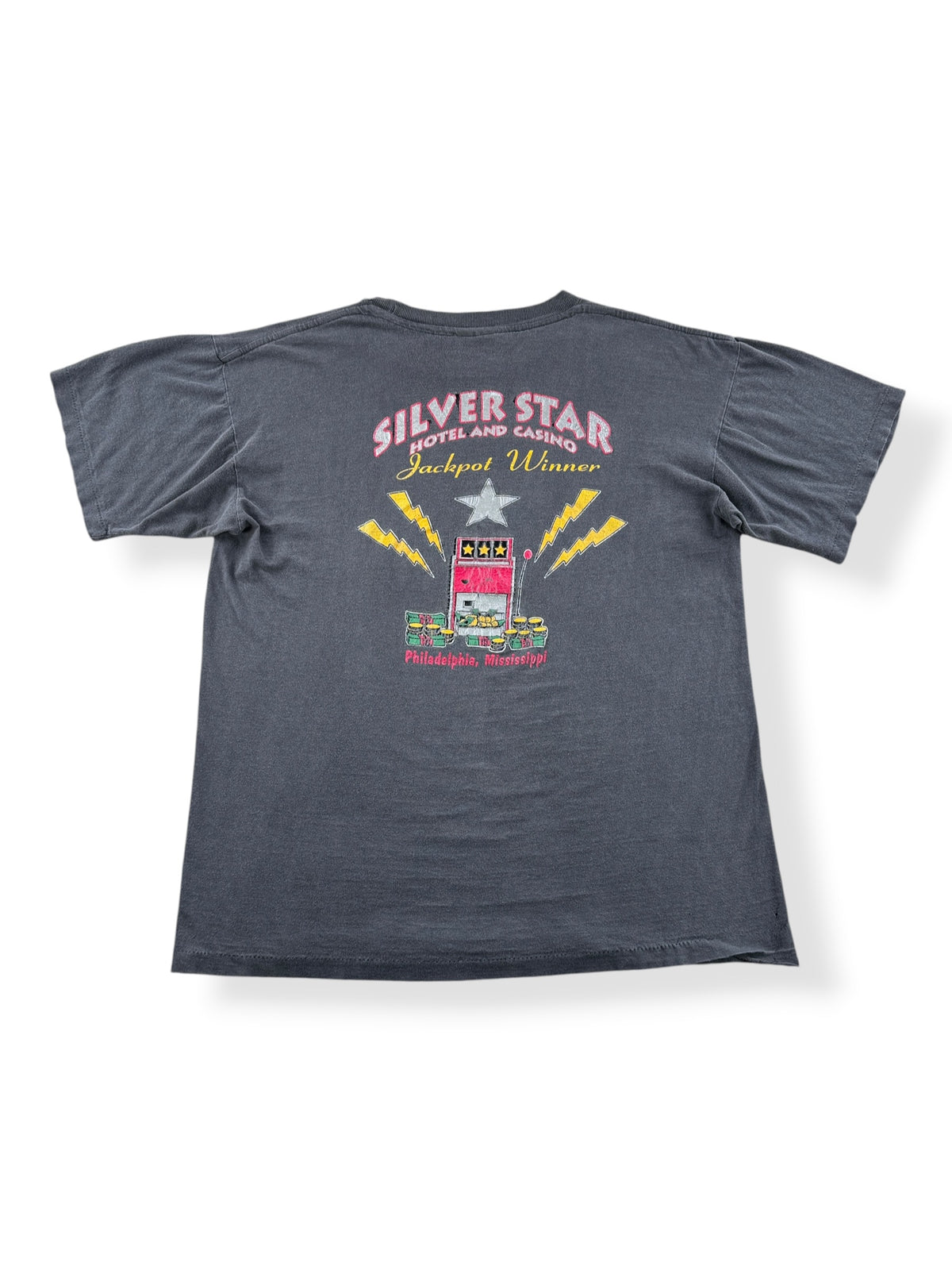 Back of Vintage Silver Star Jackpot Winner Tee SZ XL