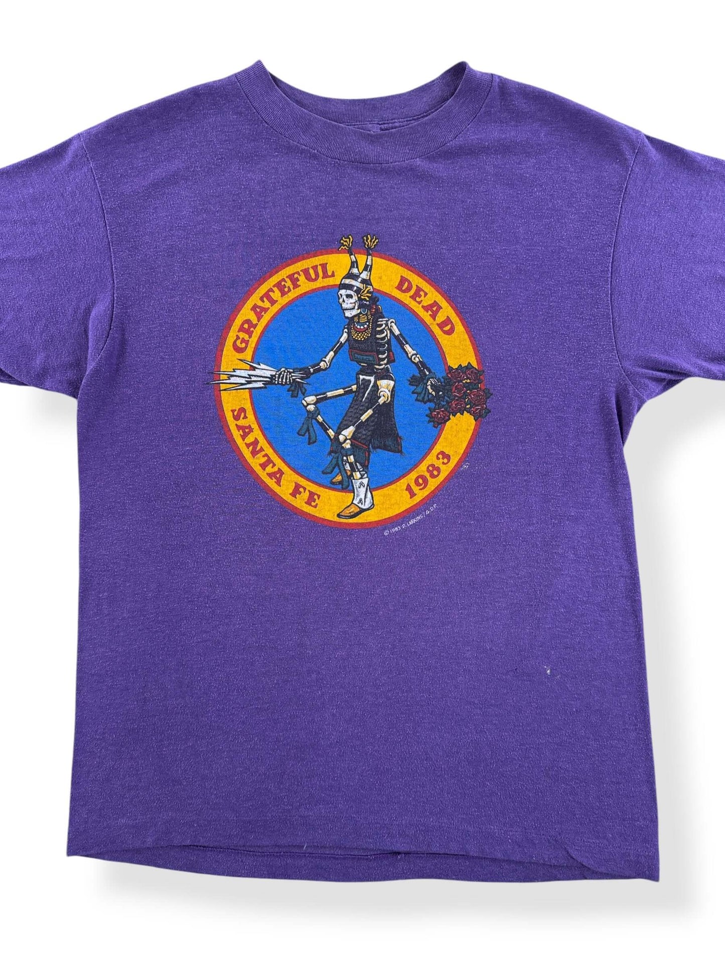 Front Close Up of Vintage 80s Grateful Dead Santa Fe Band Tee SZ S