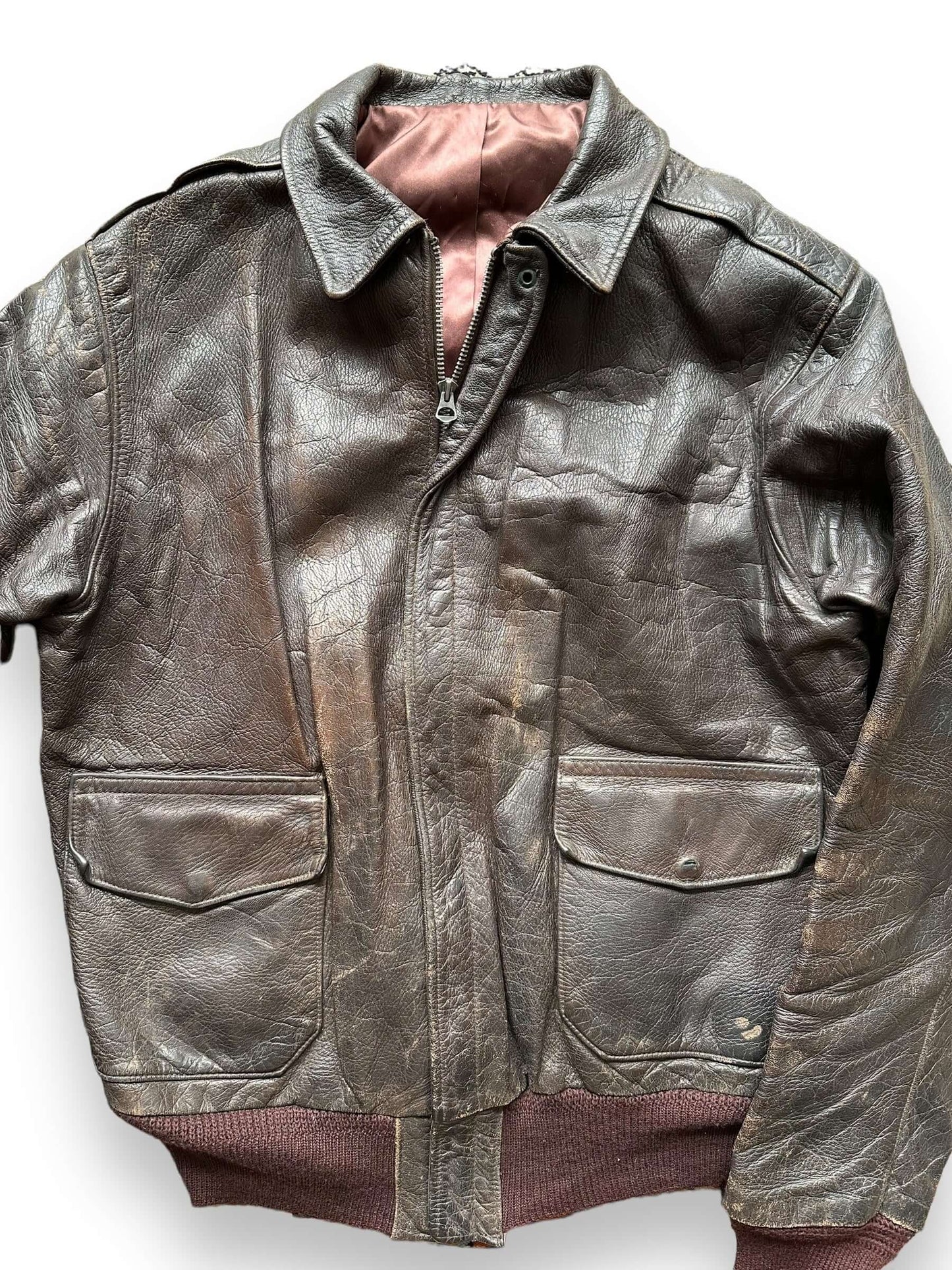 Front Detail of Vintage Leather Jacket SZ 44 | Vintage Leather Jackets Seattle