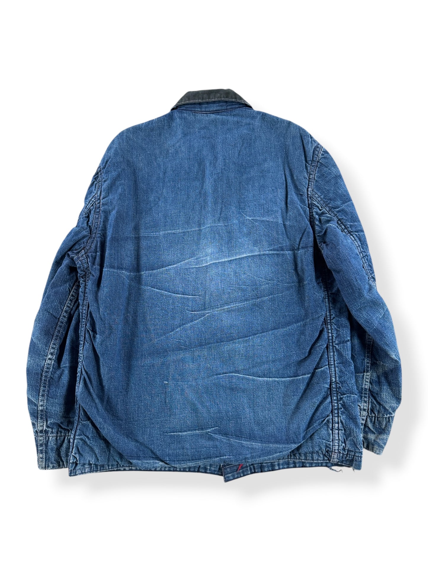 Back of Vintage 60s Quilt Lined Denim Chore Coat SZ 40