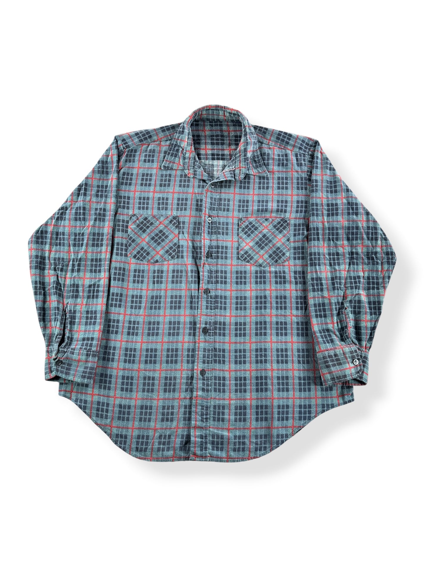 Front of Vintage Dickies Turquoise Printed Cotton Flannel