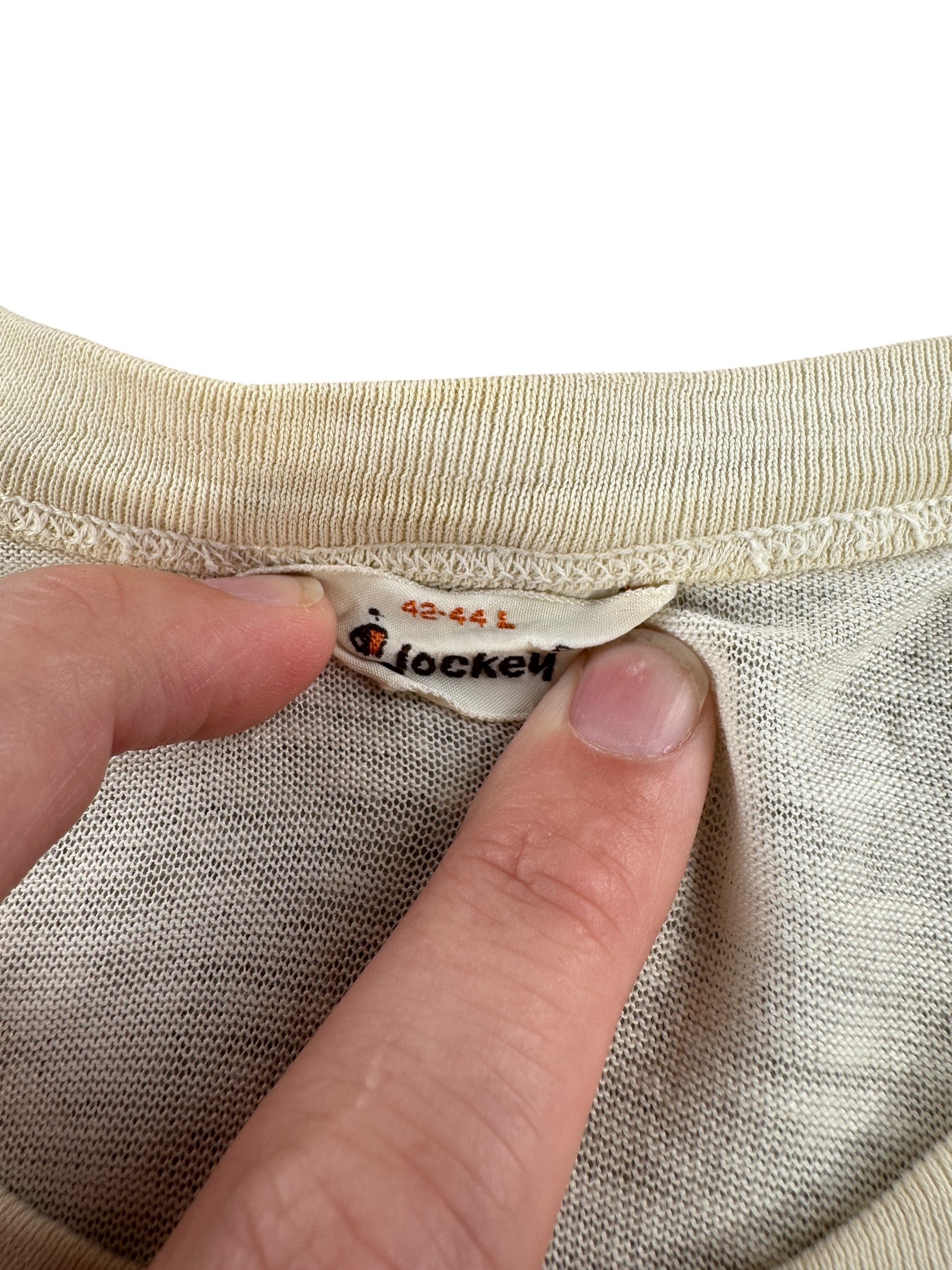 Tag on Vintage 60s Era Jockey White Blank Tee SZ S AS IS