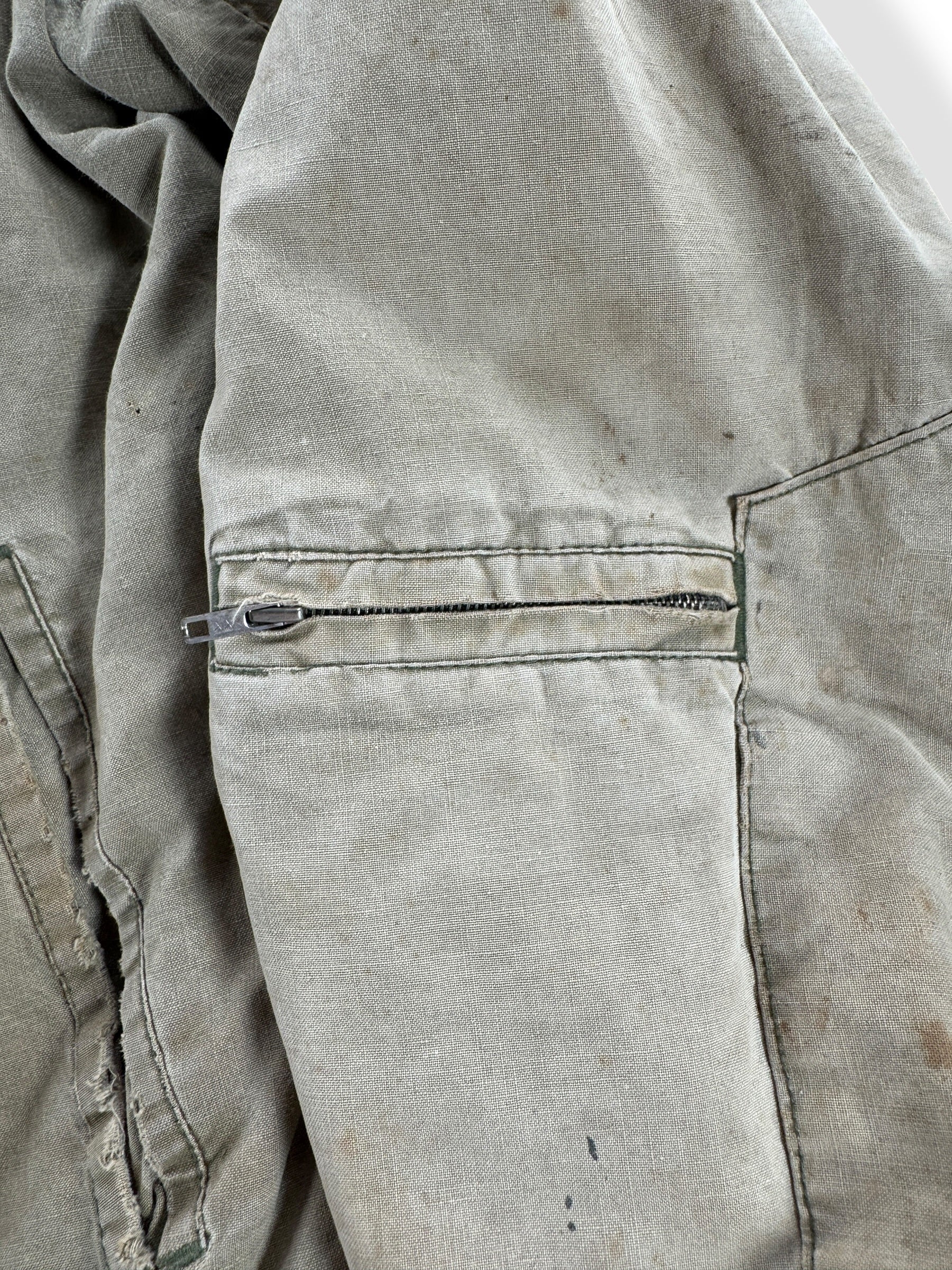 Pocket on Sleeve of Vintage Canvas Bomber Jacket SZ L - AS IS