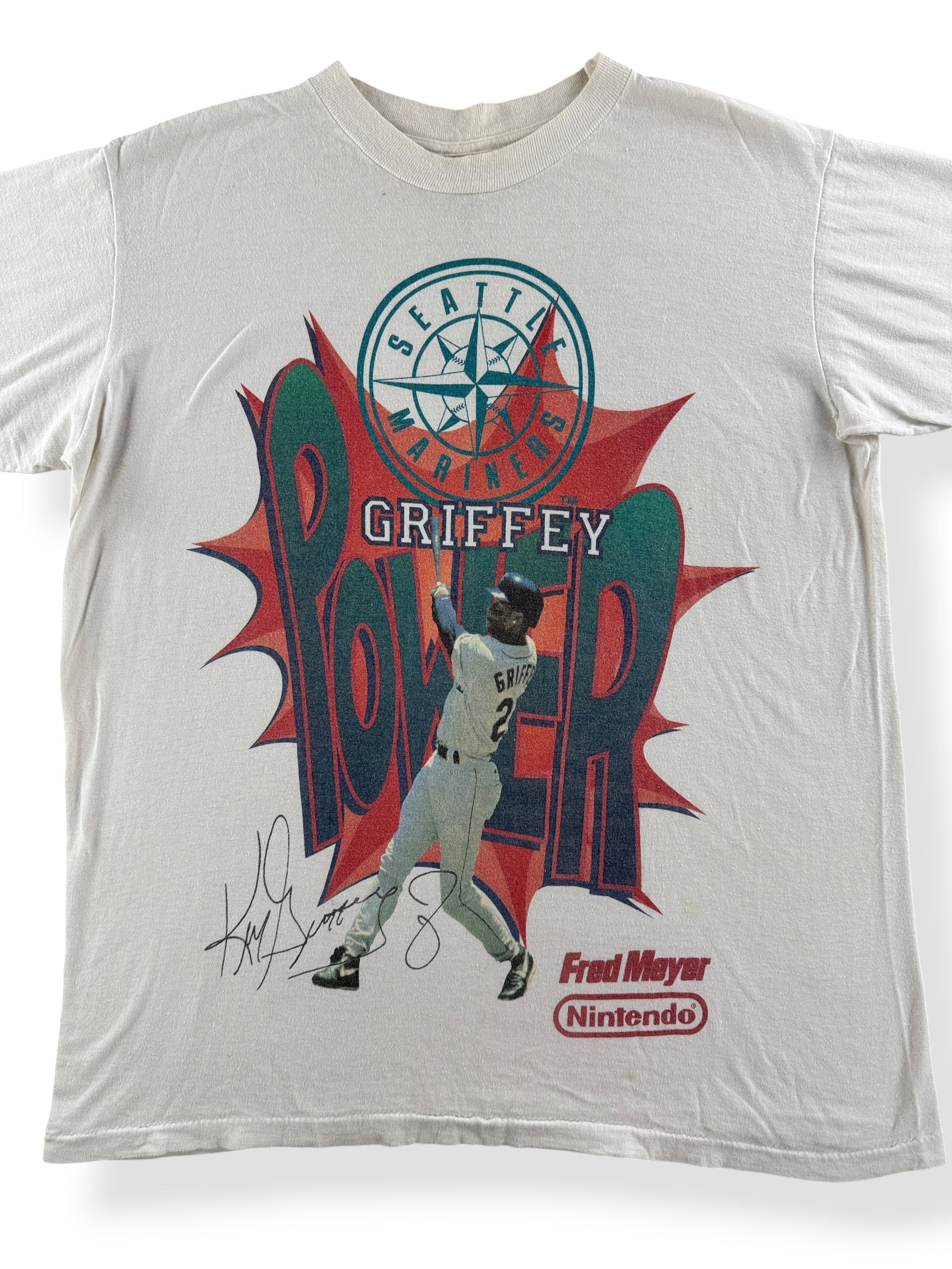 Close-up of Vintage Ken Griffey Jr. Mariners Tee SZ L (Fits M)